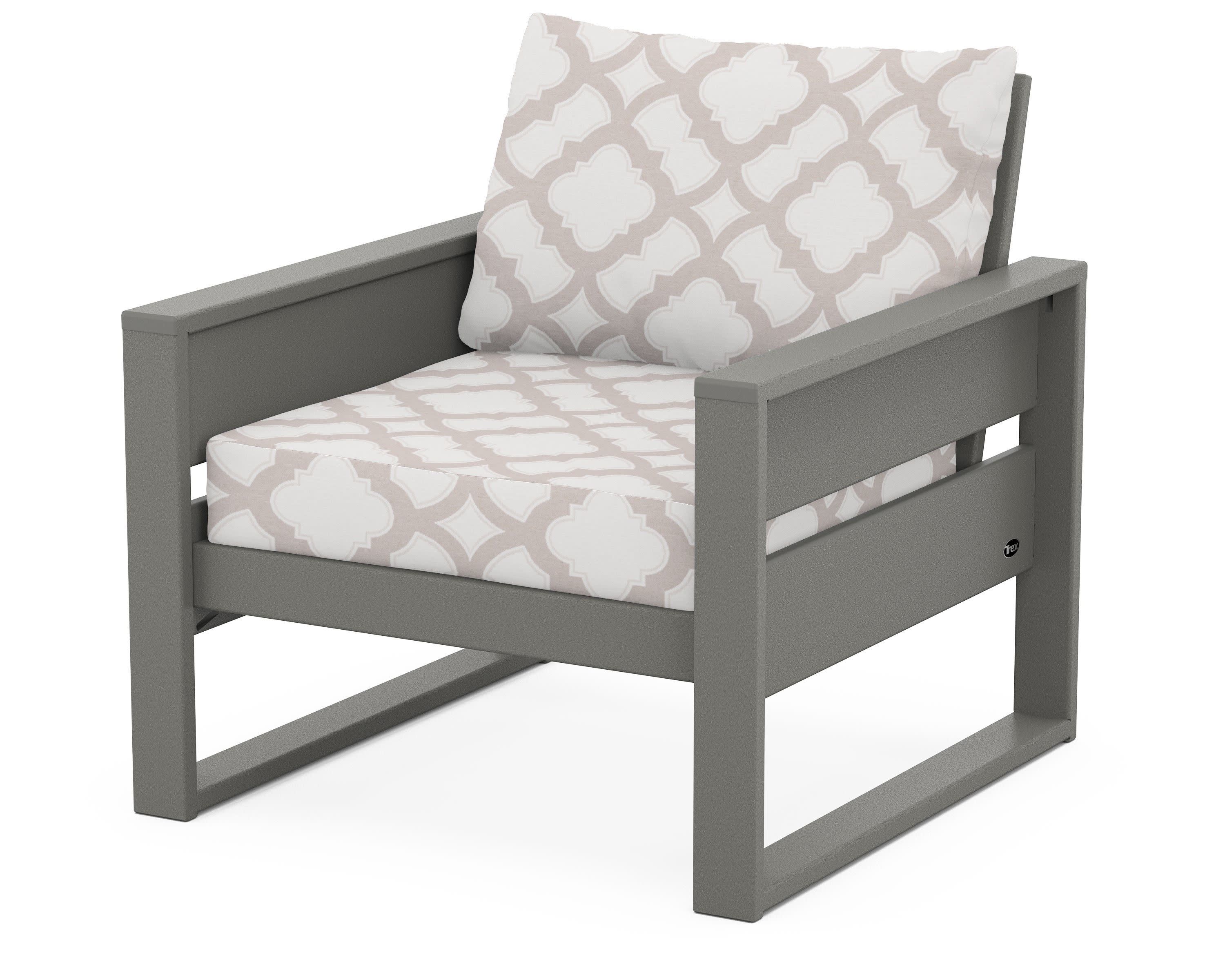 Eastport Club Chair in Stepping Stone / Trellis Dune Burlap