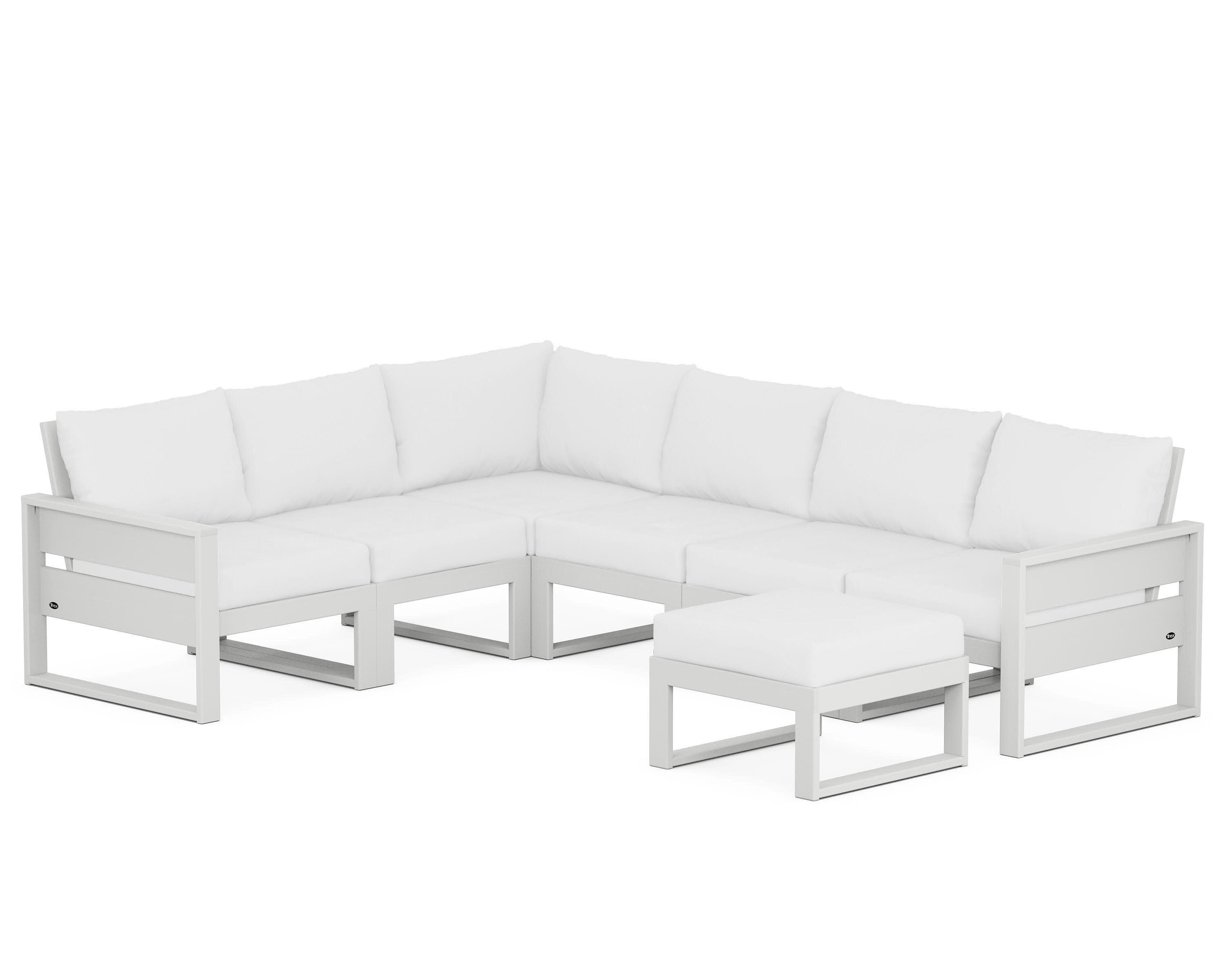 Eastport 6-Piece Sectional with Ottoman in Classic White / Natural
