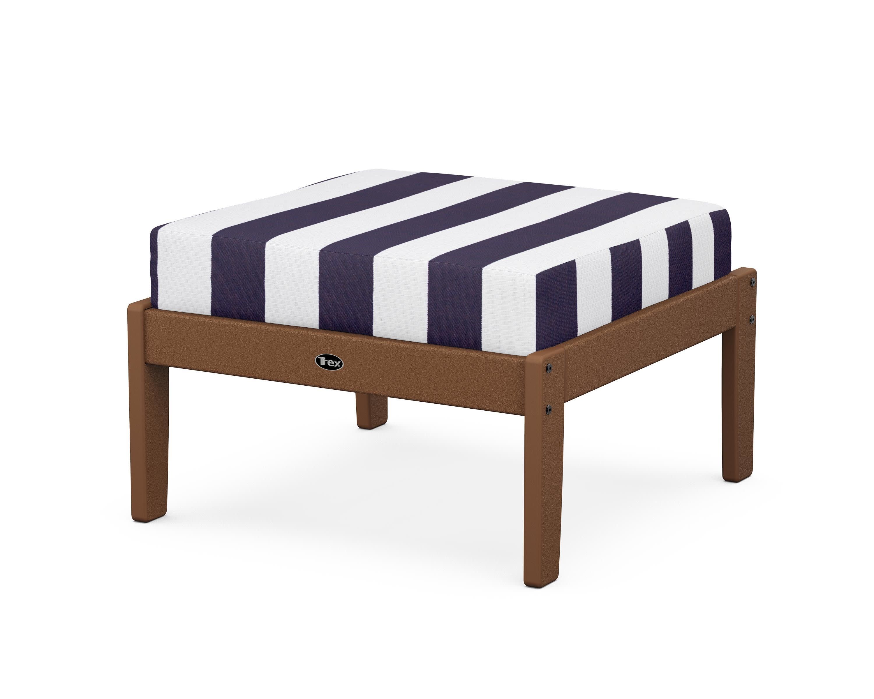 Yacht Club Deep Seating Ottoman in Tree House / Cabana Stripe Navy