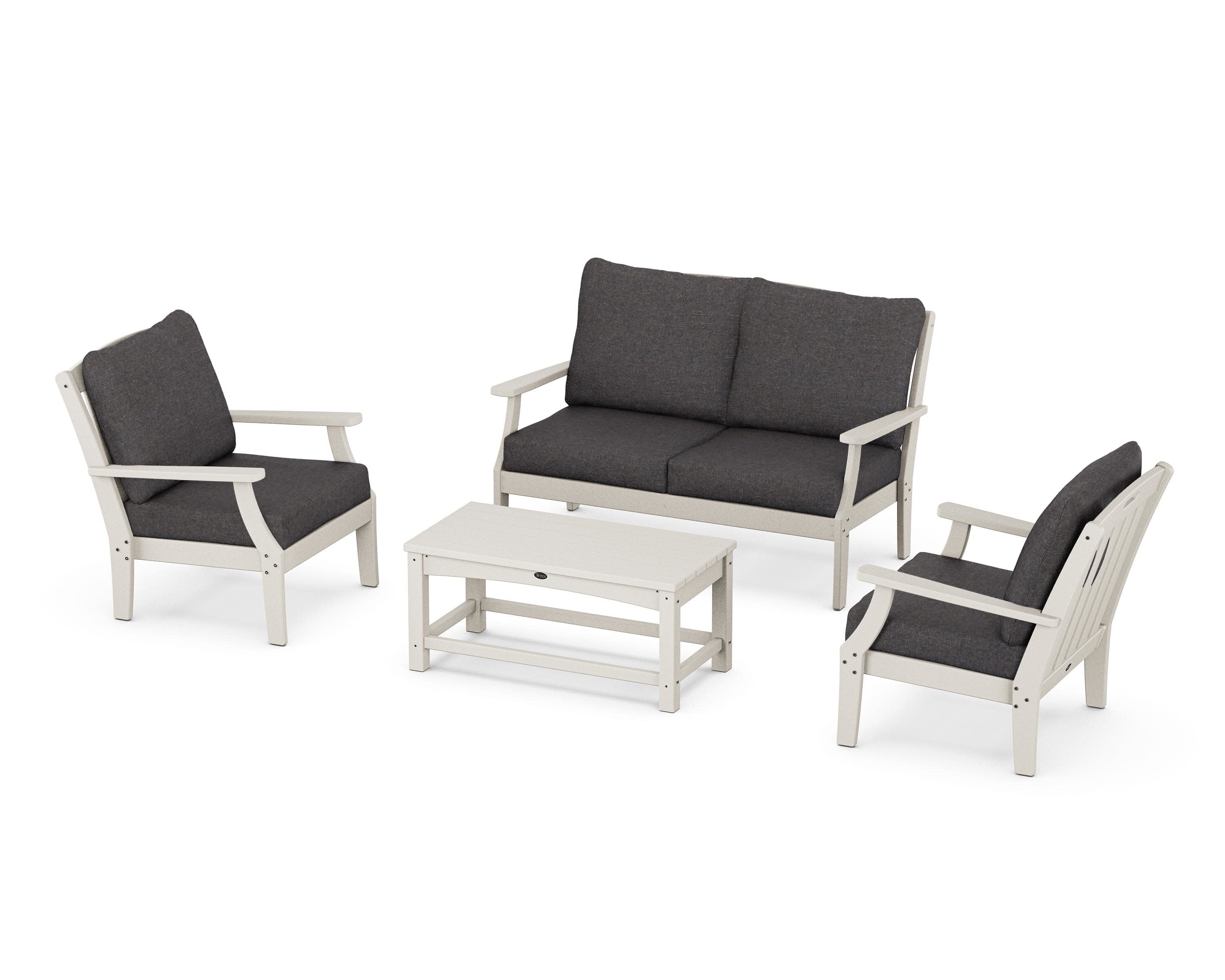 Yacht Club 4-Piece Deep Seating Chair Set in Sand Castle / Ash Charcoal