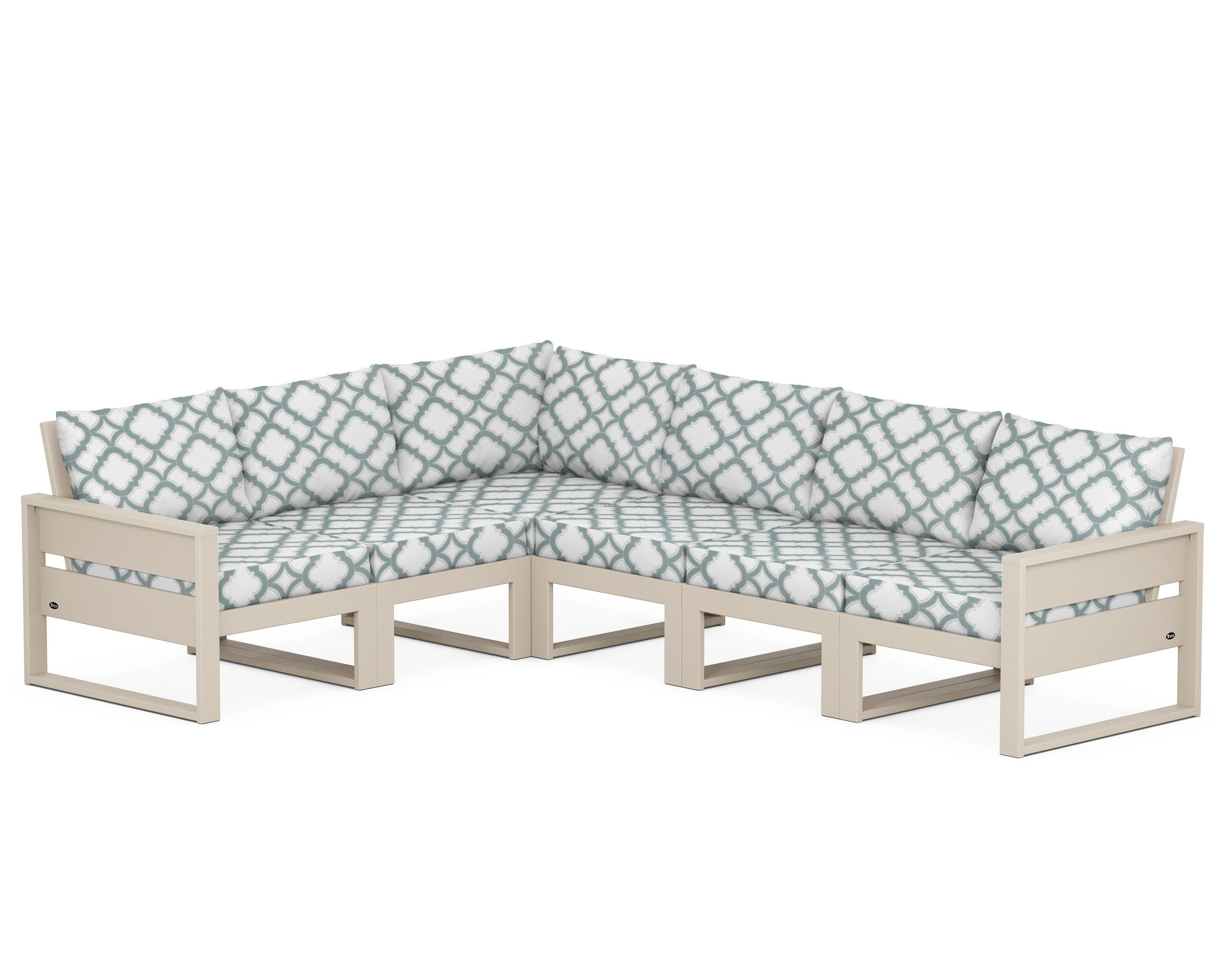 Eastport 6-Piece Sectional in Sand Castle / Trellis Glacier Spa