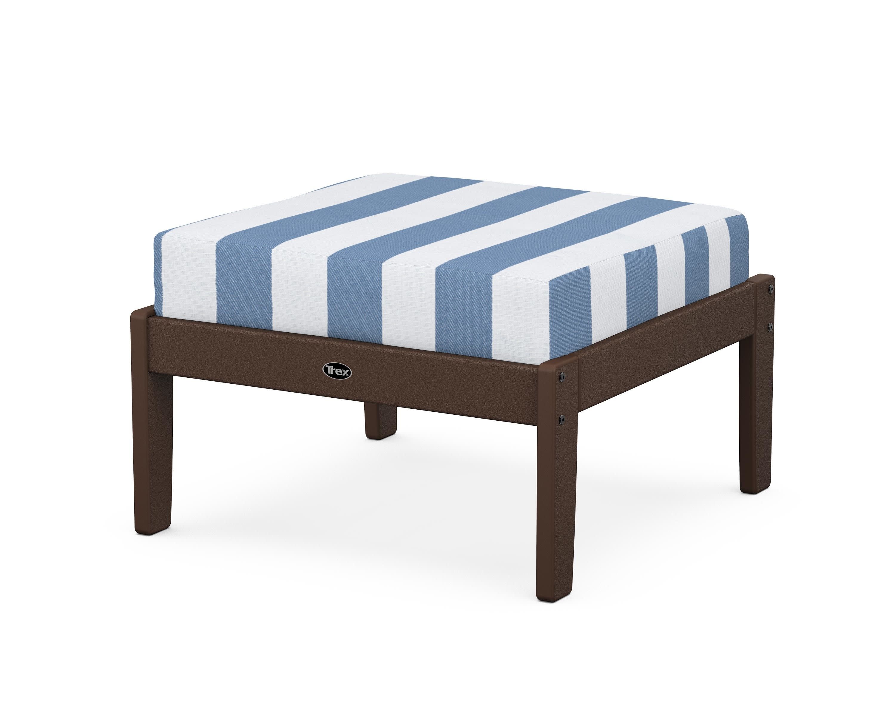 Yacht Club Deep Seating Ottoman in Vintage Lantern / Cabana Stripe Sky Blue