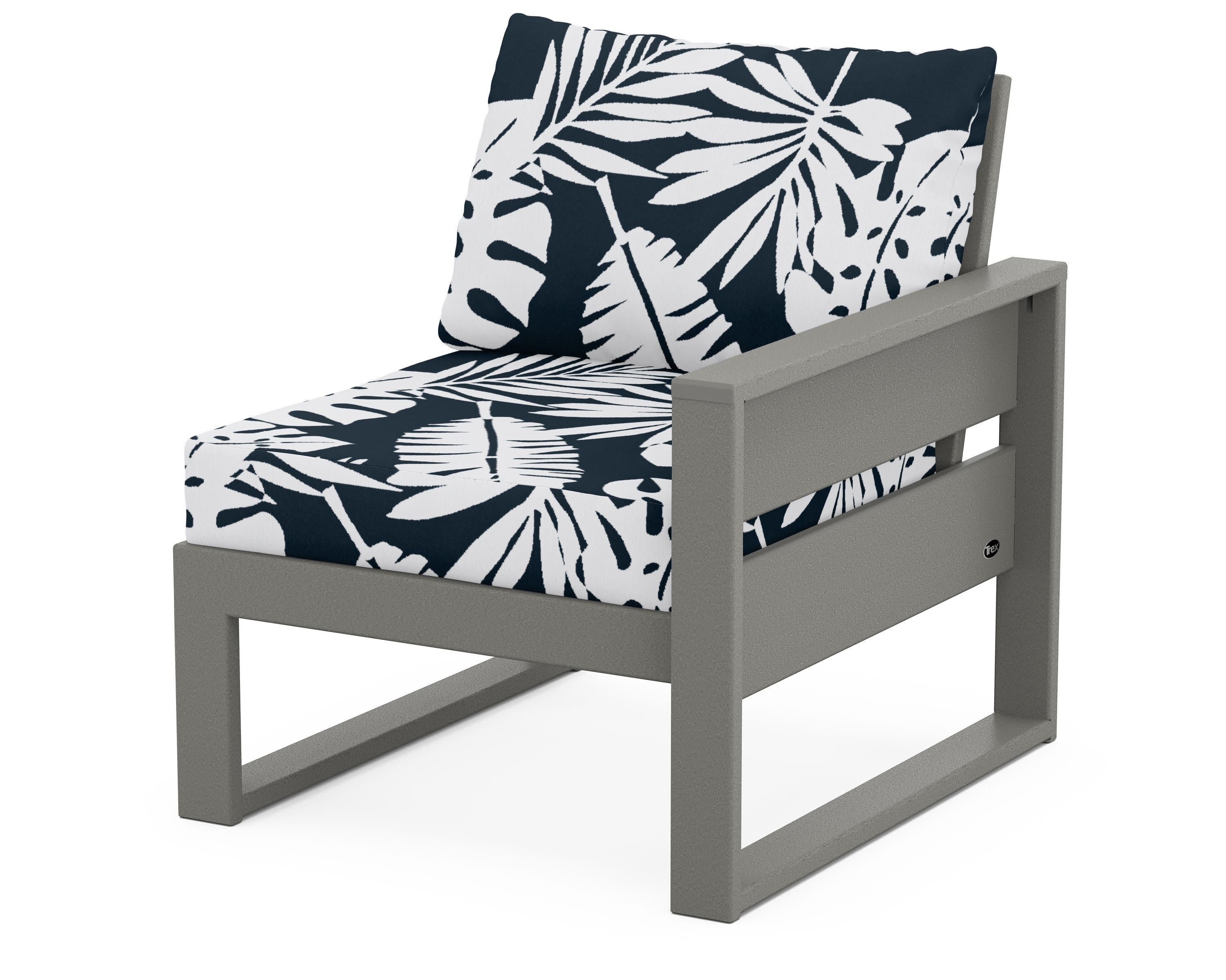 Eastport Modular Right Arm Chair in Stepping Stone / Leaf Marine Indigo