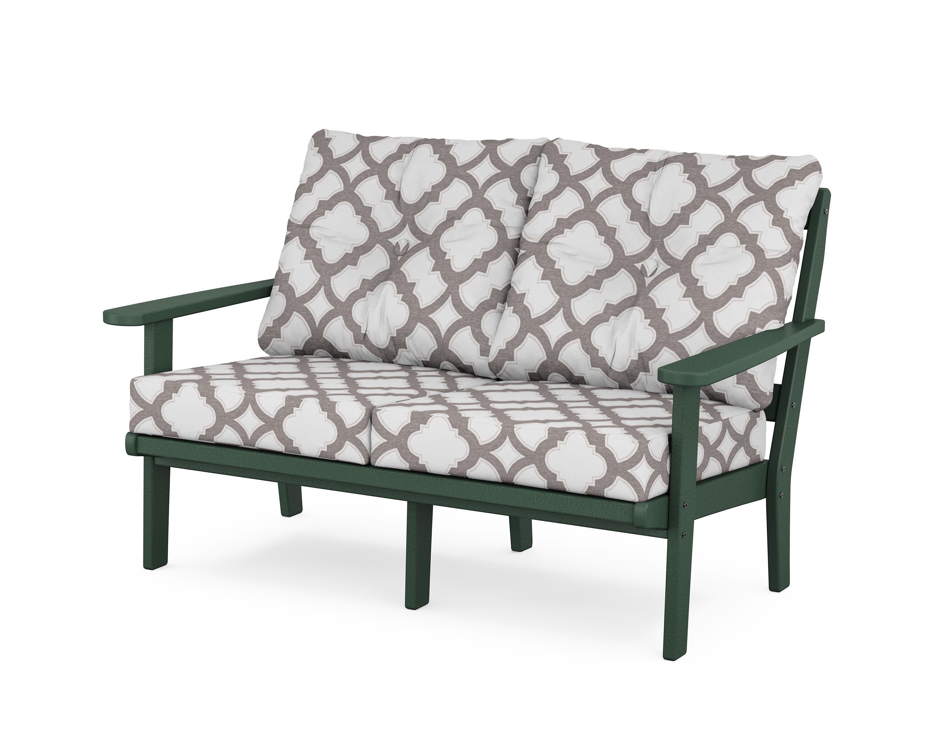 Cape Cod Deep Seating Loveseat in Rainforest Canopy / Trellis Grey Mist