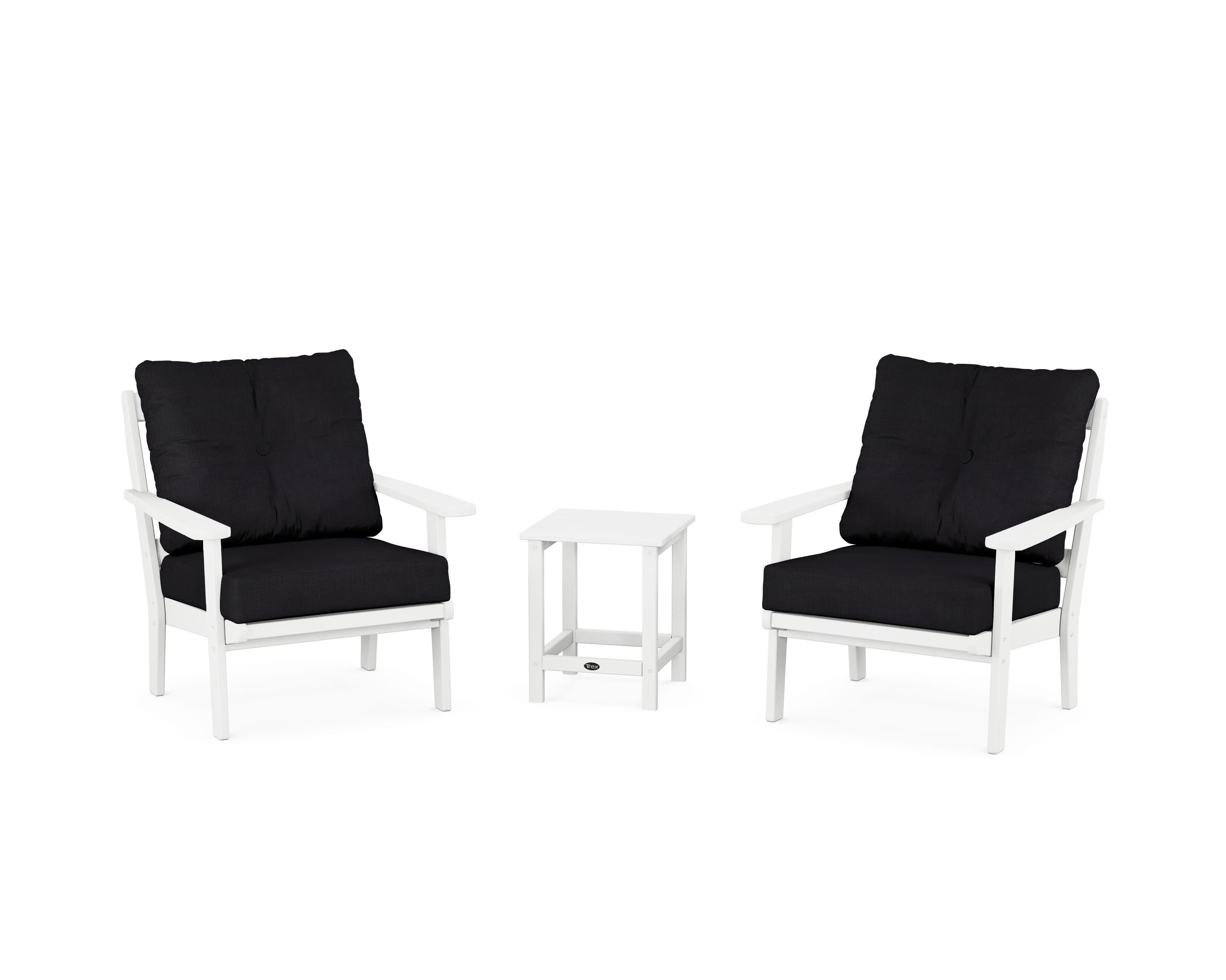 Cape Cod 3-Piece Deep Seating Set in Classic White / Midnight Linen