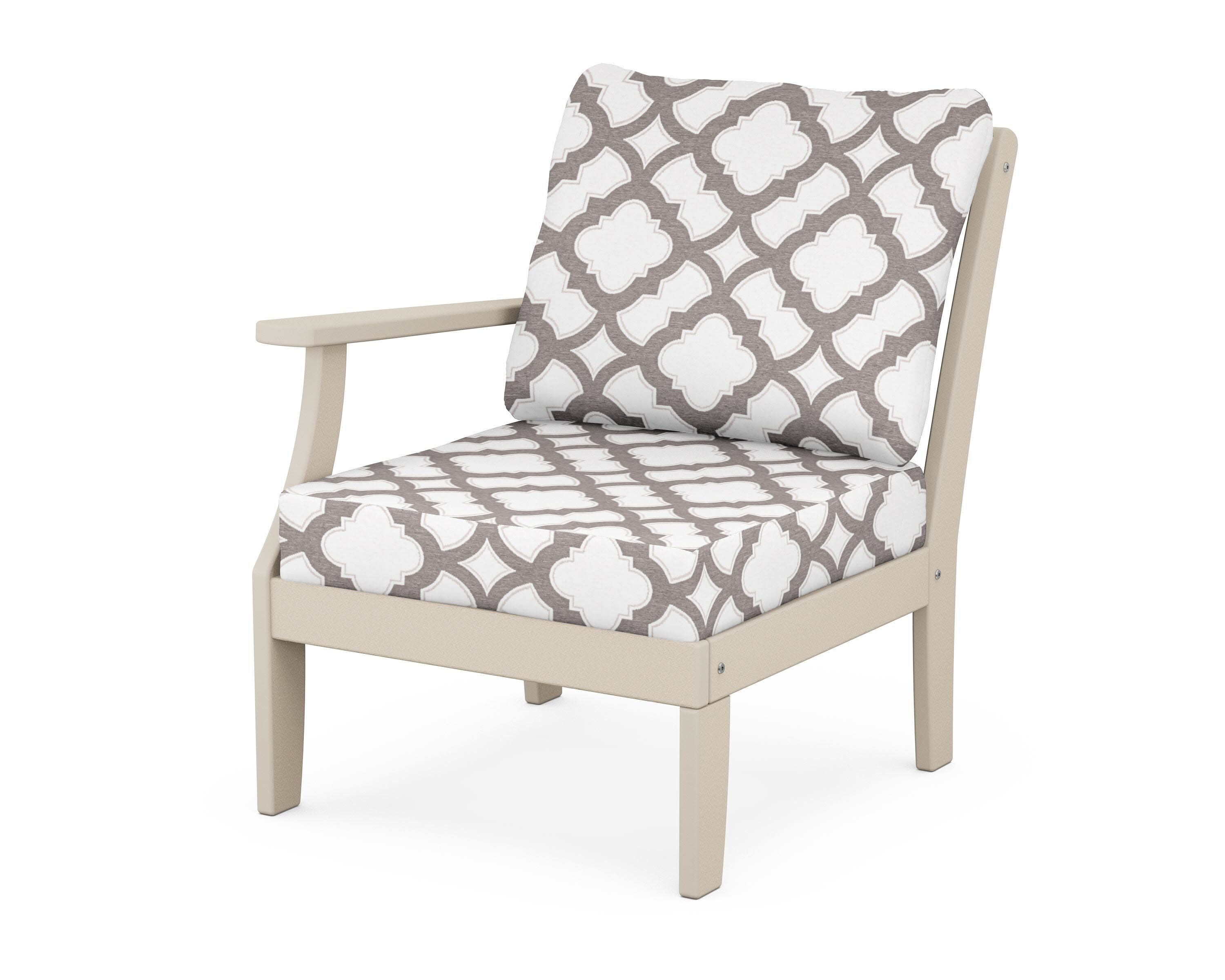 Yacht Club Modular Left Arm Chair in Sand Castle / Trellis Grey Mist