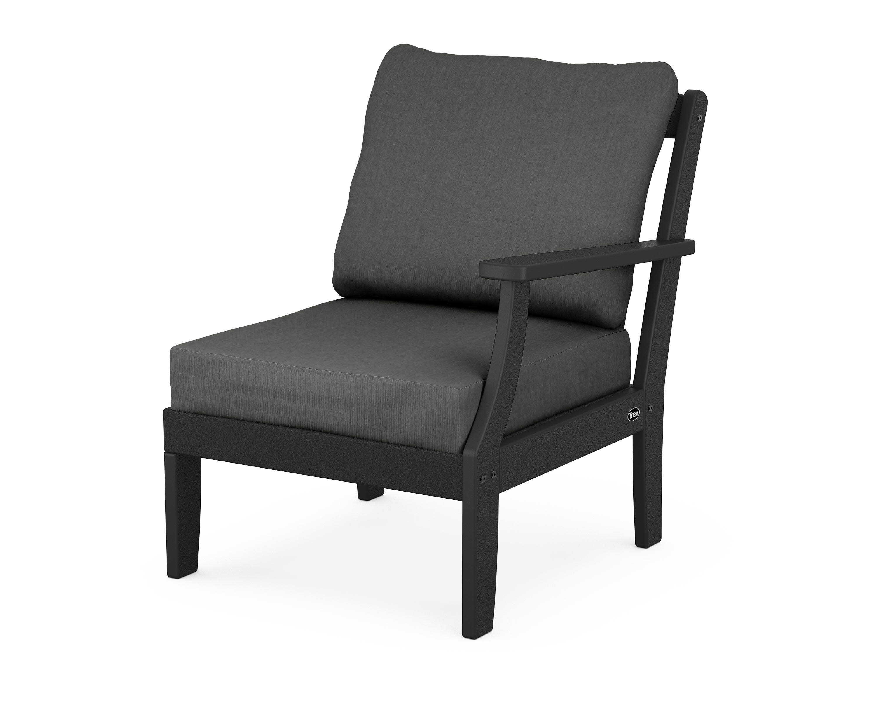Yacht Club Modular Right Arm Chair in Charcoal Black / Spectrum Carbon