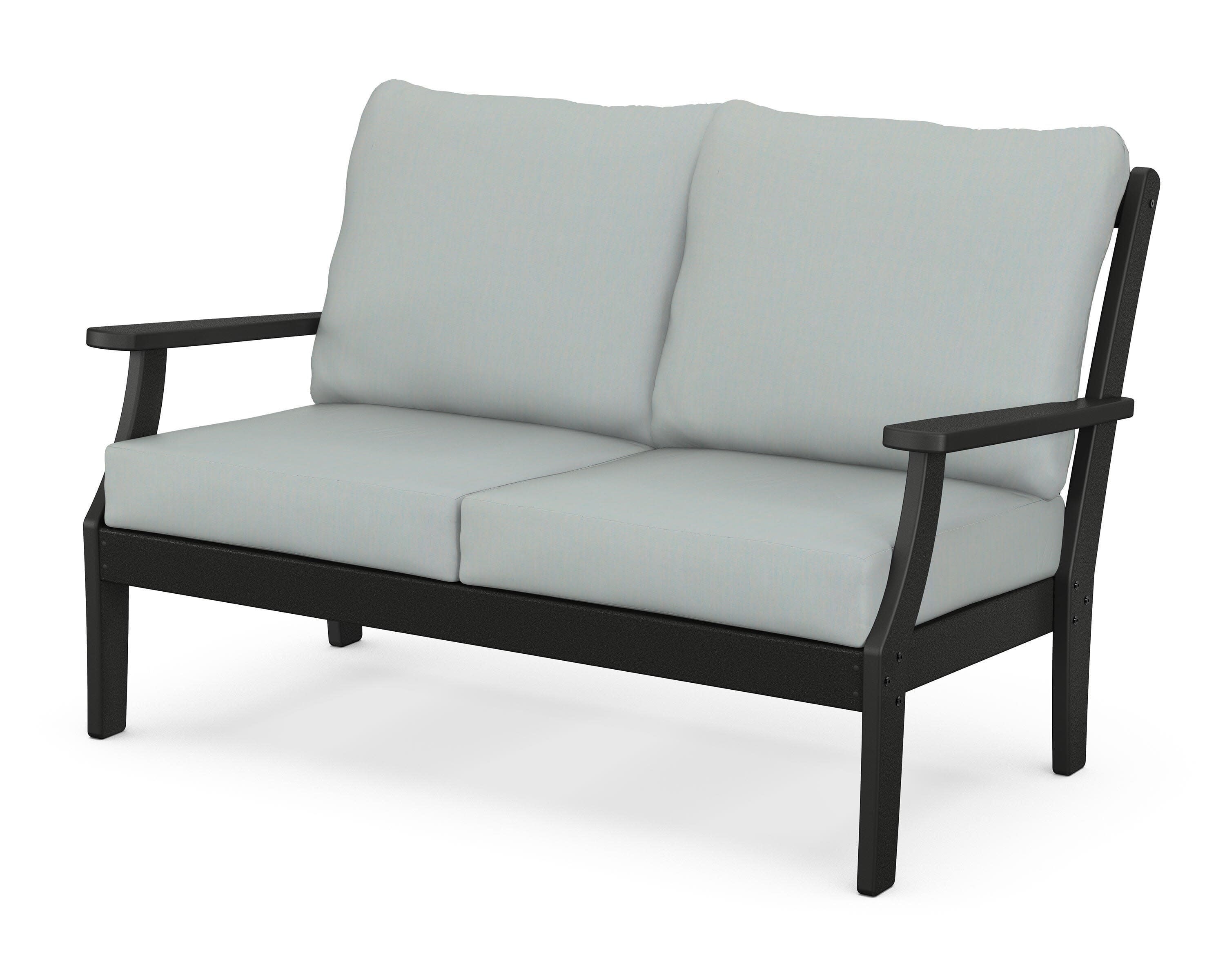 Yacht Club Deep Seating Loveseat in Charcoal Black / Spa