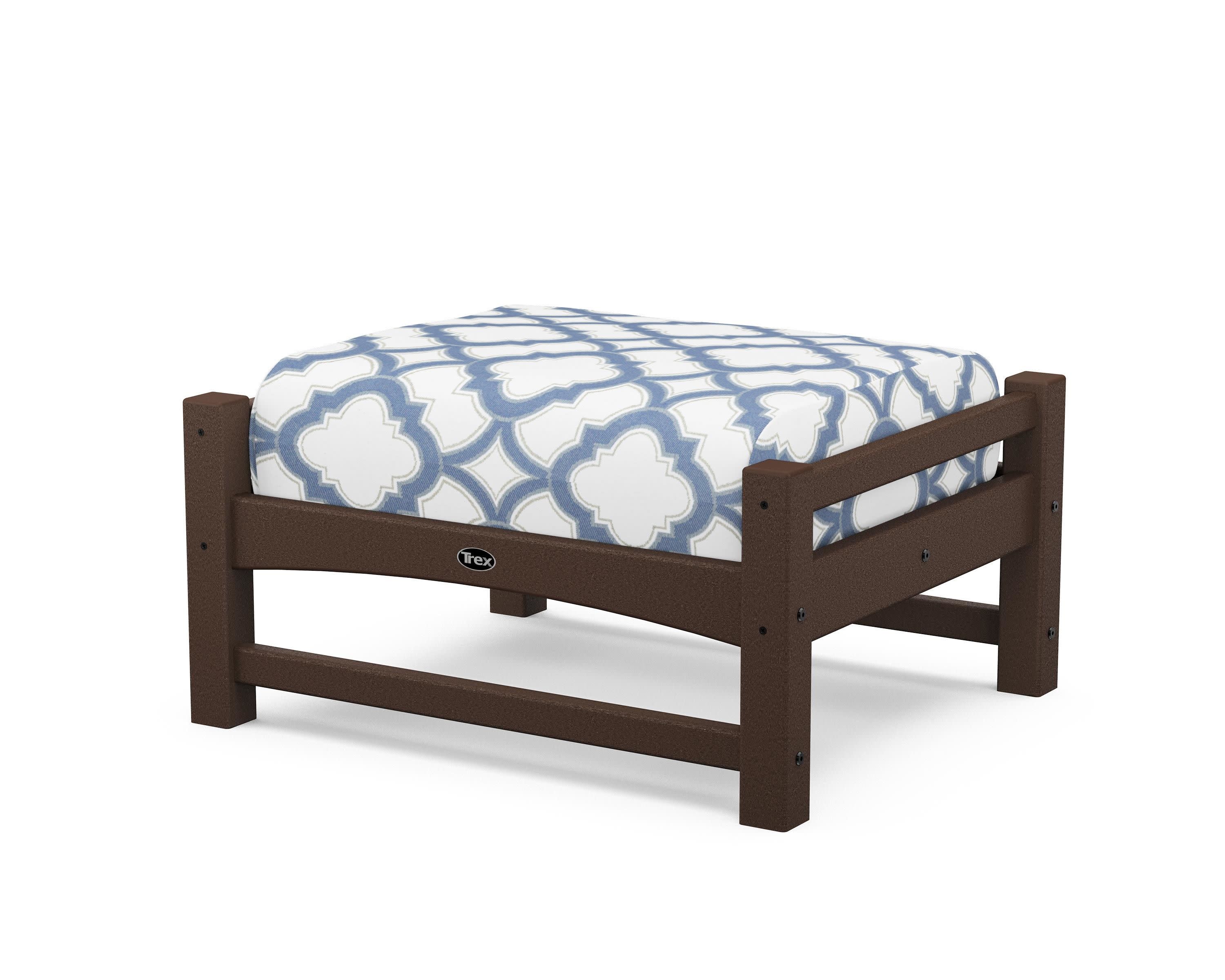 Rockport Club Ottoman in Vintage Lantern / Trellis Sky Blue