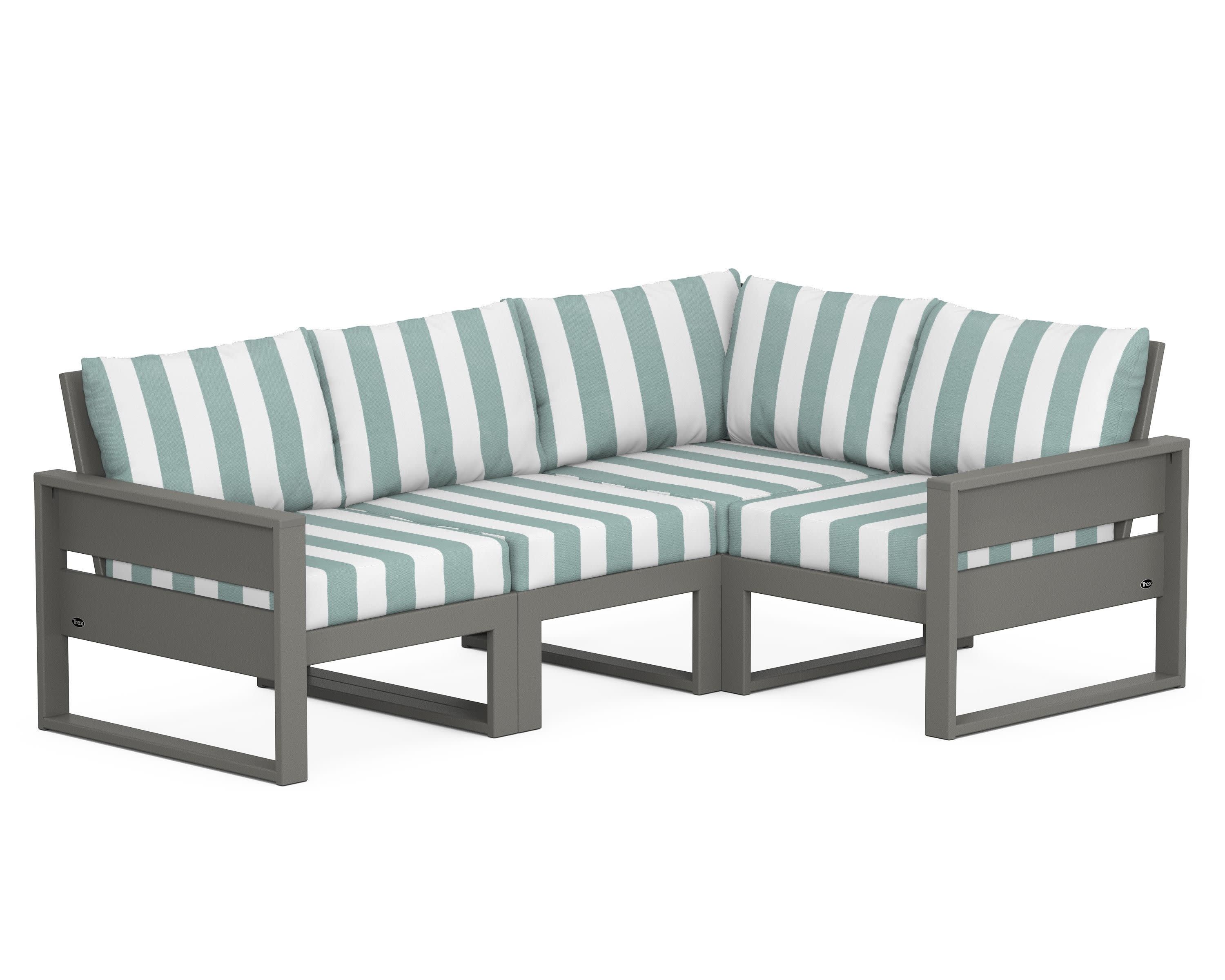 Eastport 4- Piece Sectional in Stepping Stone / Cabana Stripe Glacier Spa