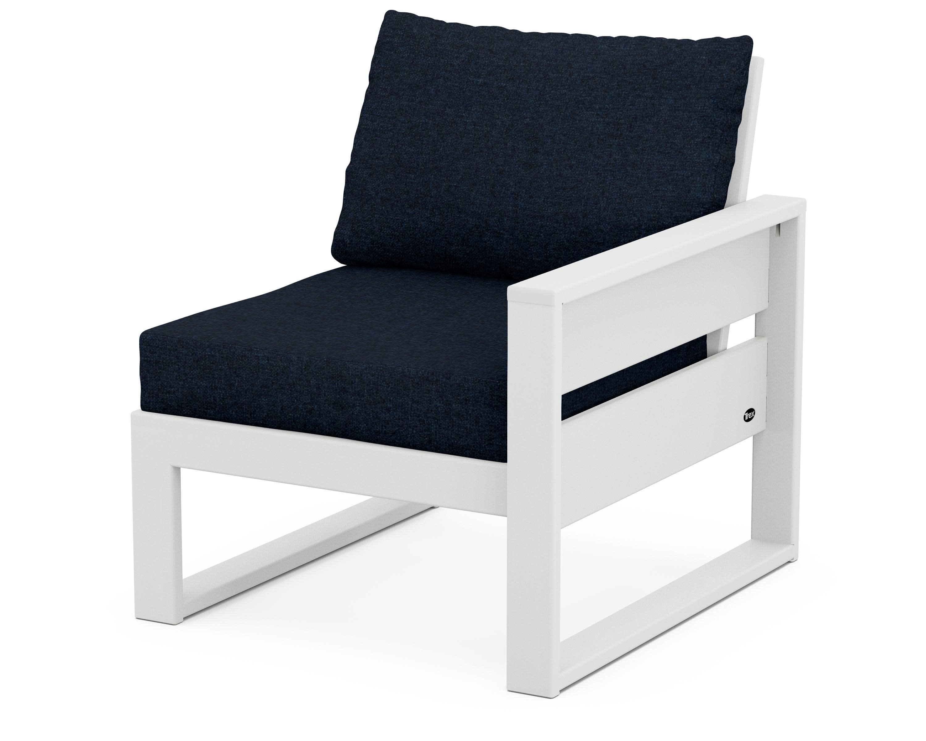 Eastport Modular Right Arm Chair in Classic White / Marine Indigo