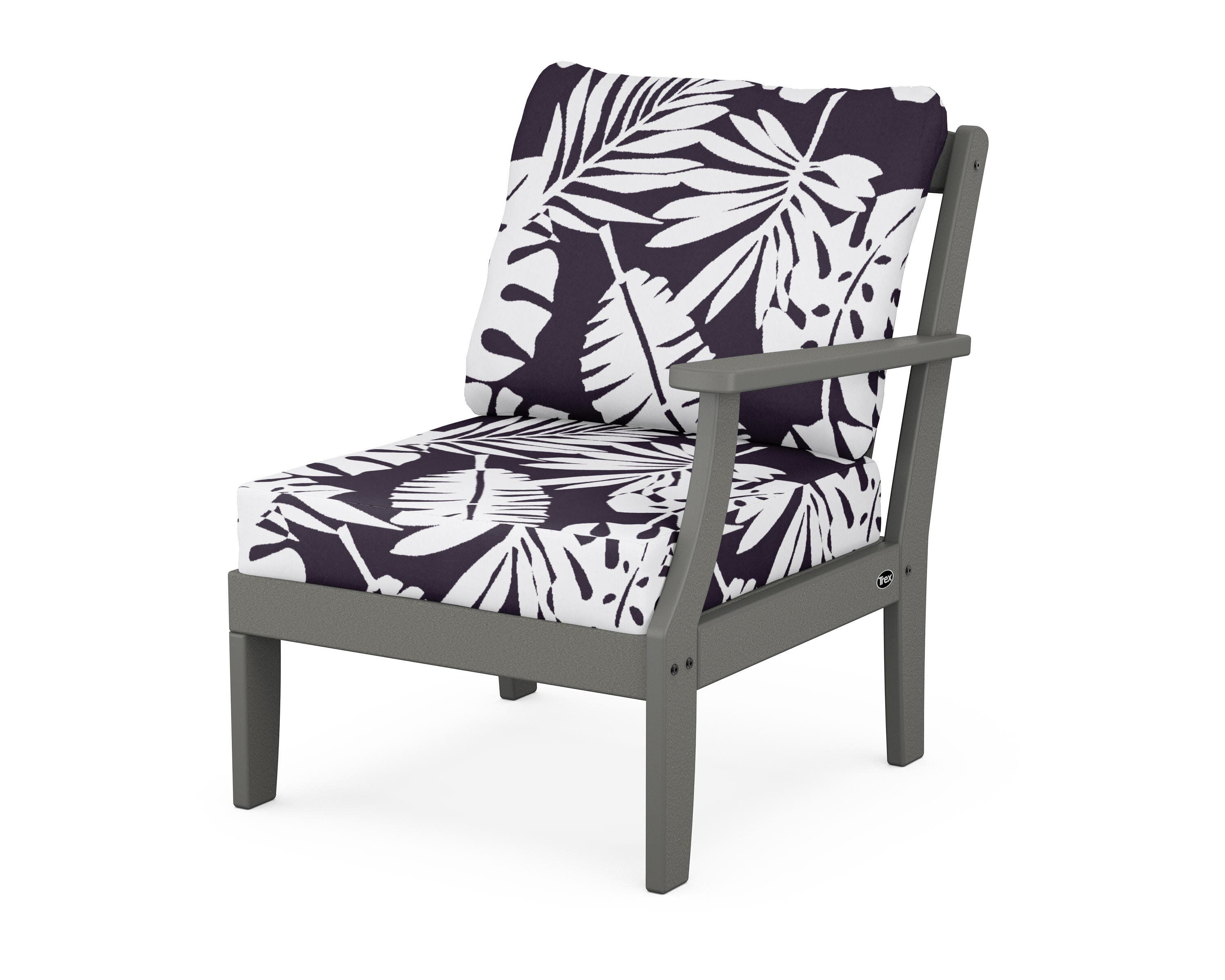 Yacht Club Modular Right Arm Chair in Stepping Stone / Leaf Navy