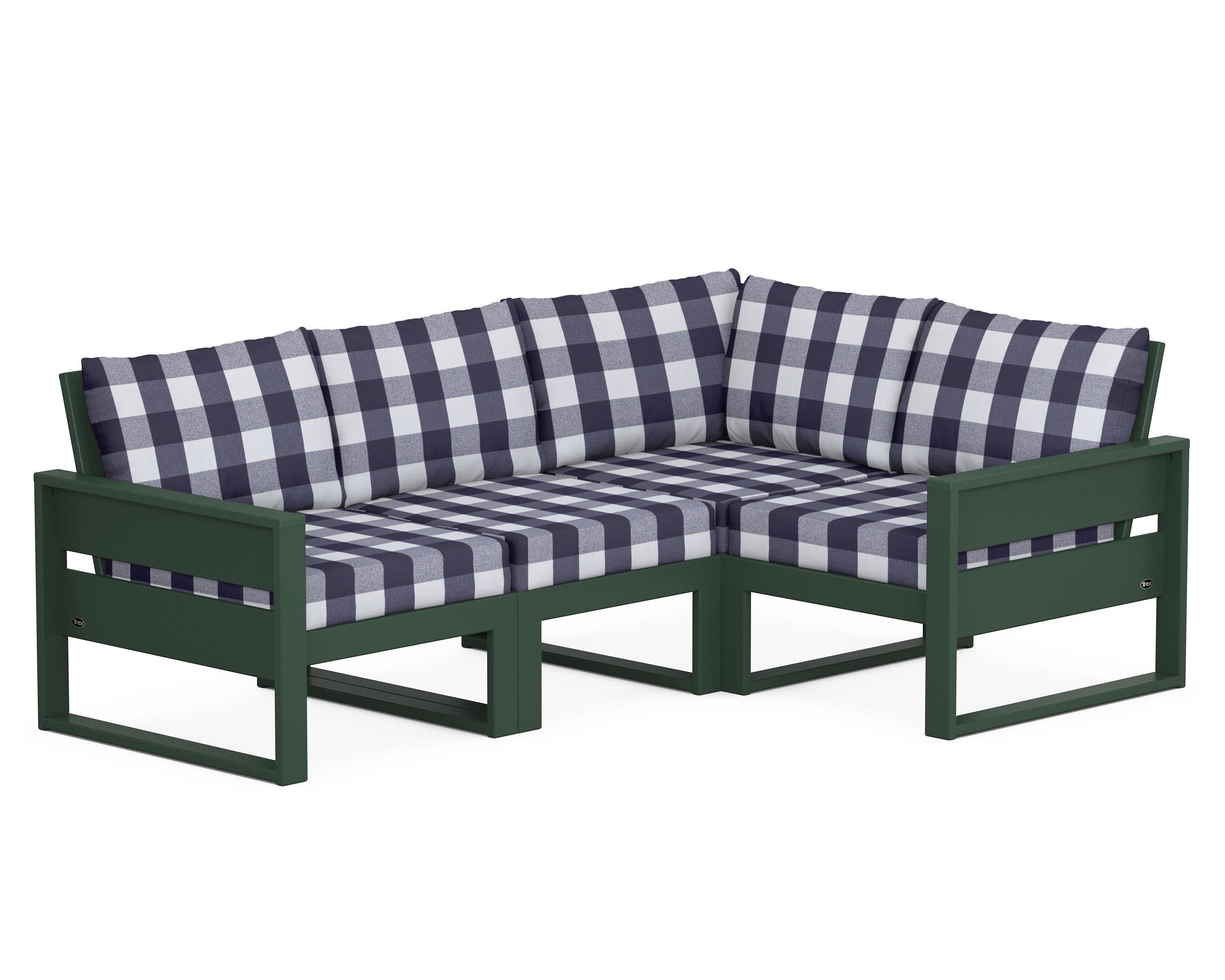 Eastport 4- Piece Sectional in Rainforest Canopy / Buffalo Plaid Navy