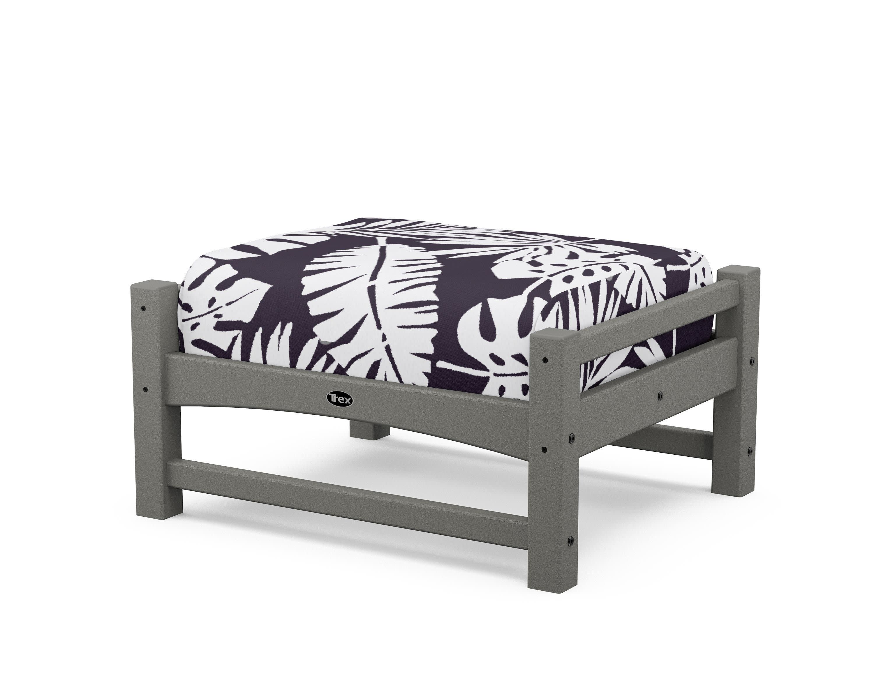Rockport Club Ottoman in Stepping Stone / Leaf Navy