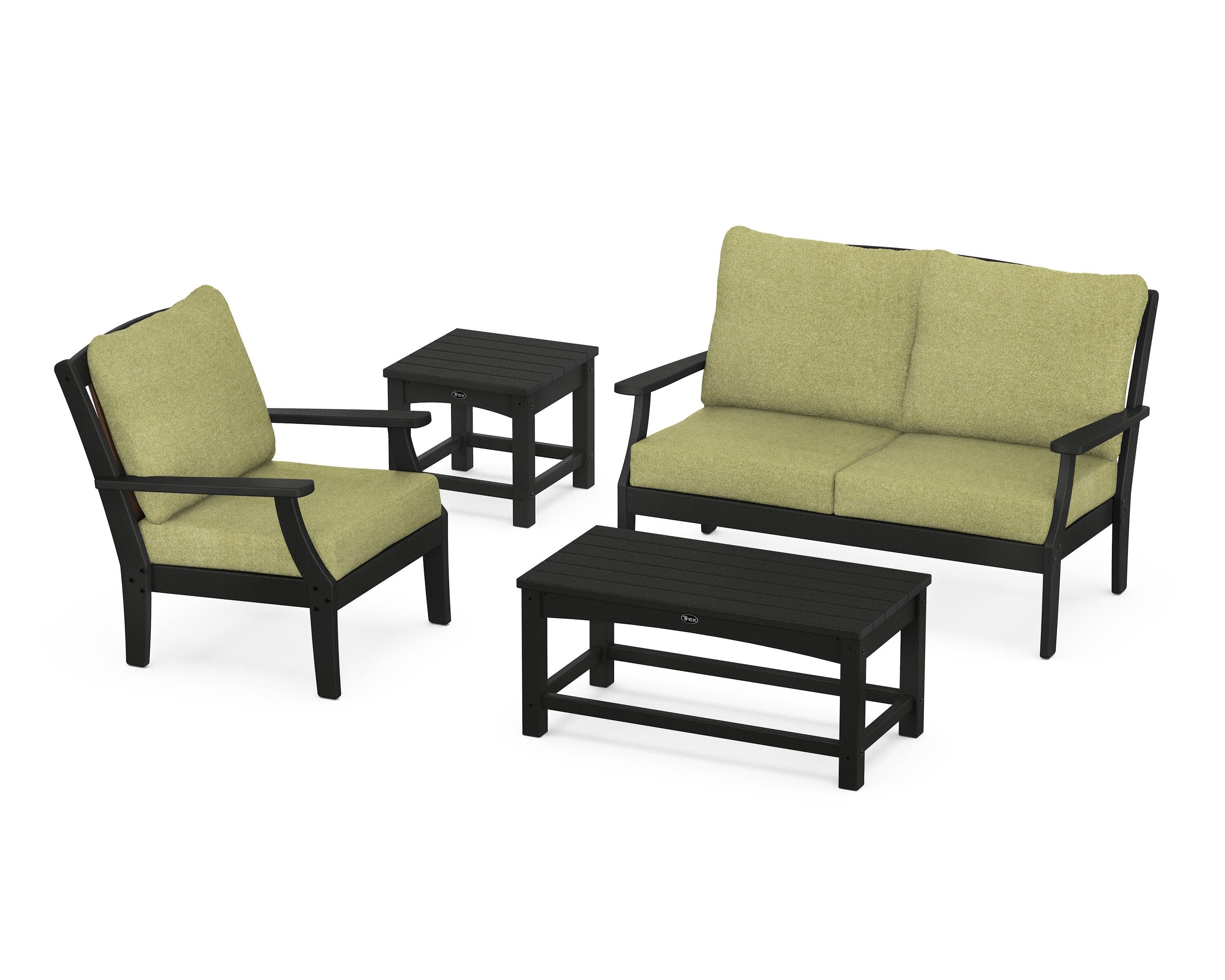 Yacht Club 4-Piece Deep Seating Set in Charcoal Black / Chartreuse Boucle