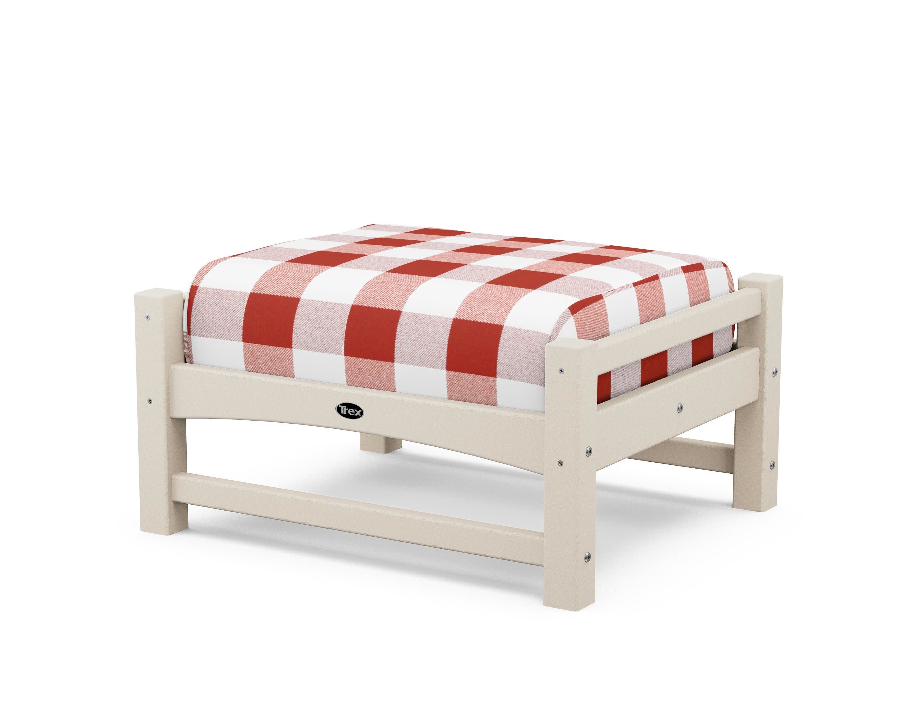 Rockport Club Ottoman in Sand Castle / Buffalo Plaid Crimson