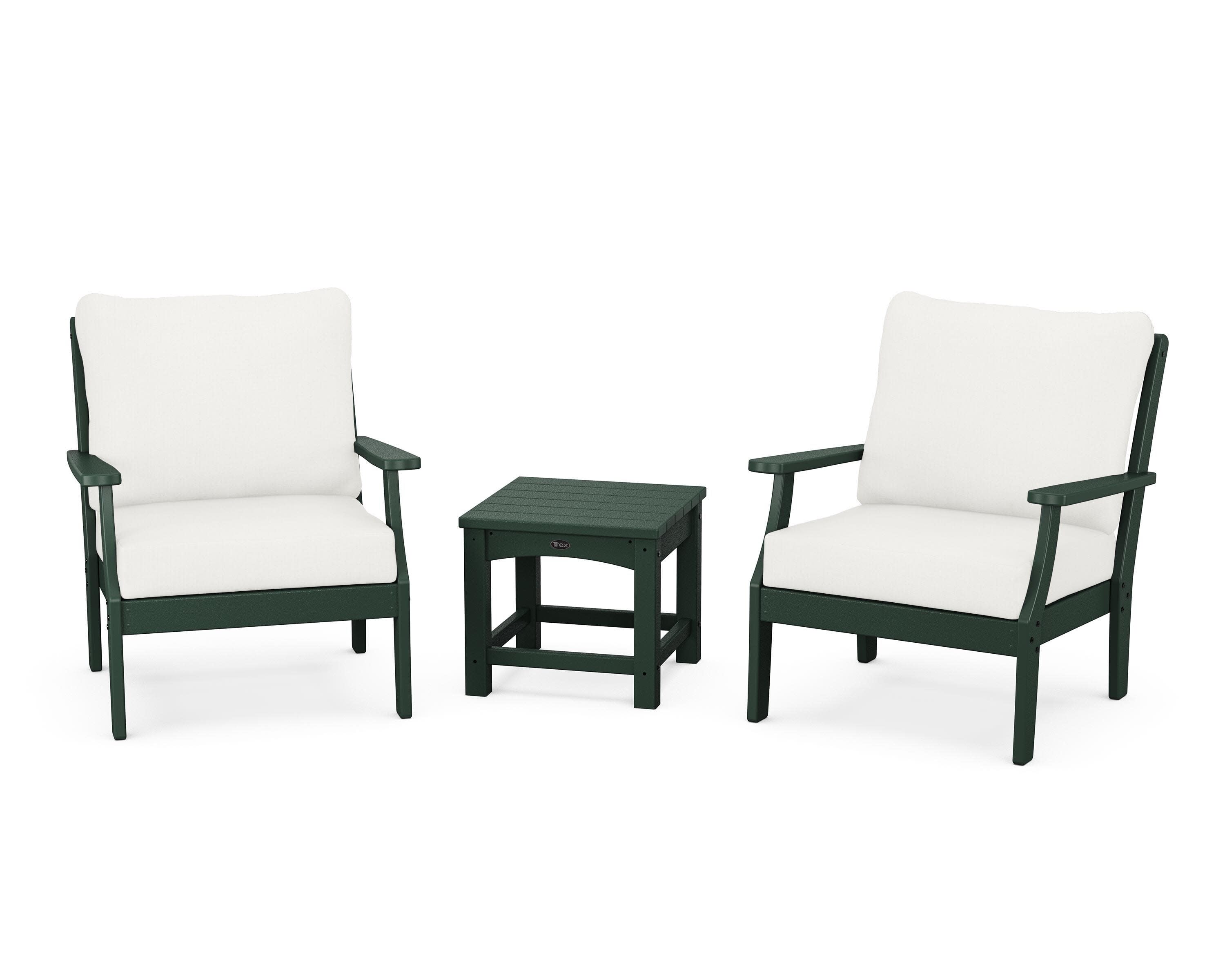 Yacht Club 3-Piece Deep Seating Set in Rainforest Canopy / Natural Linen