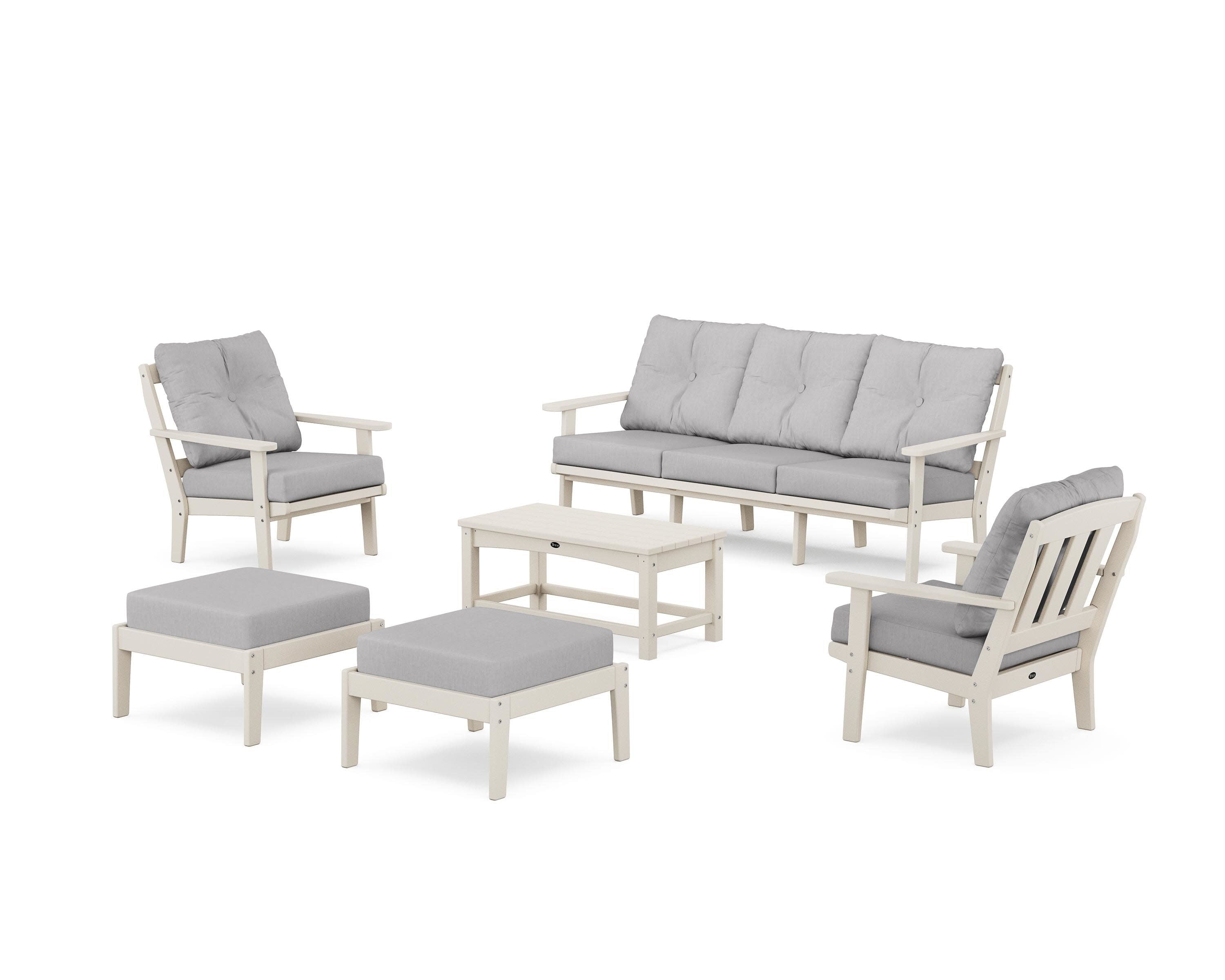 Cape Cod 6-Piece Lounge Sofa Set in Sand Castle / Granite