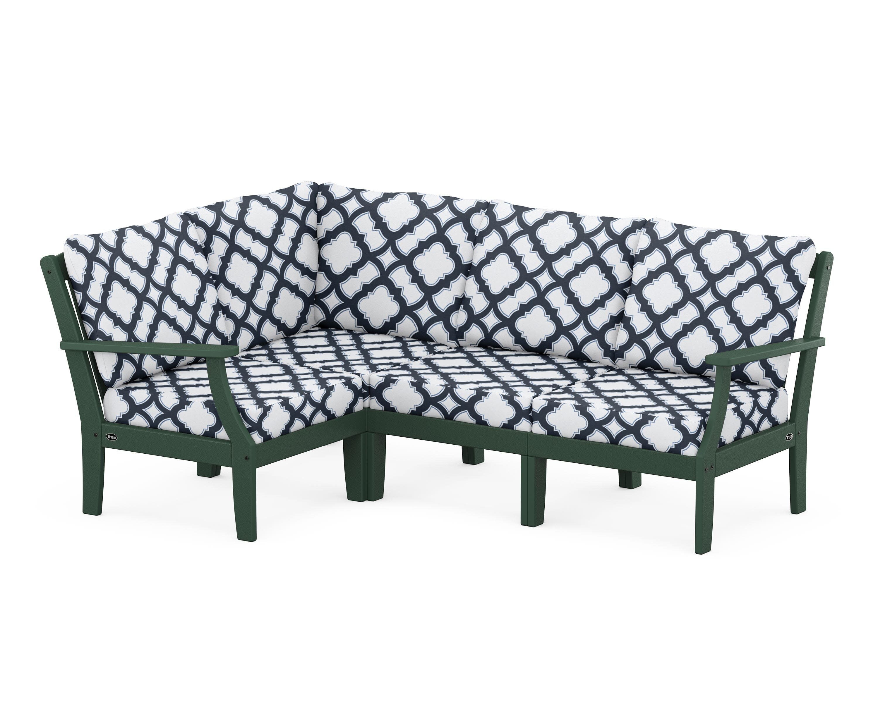 Yacht Club Modular 4-Piece Deep Seating Set in Rainforest Canopy / Trellis Marine Indigo