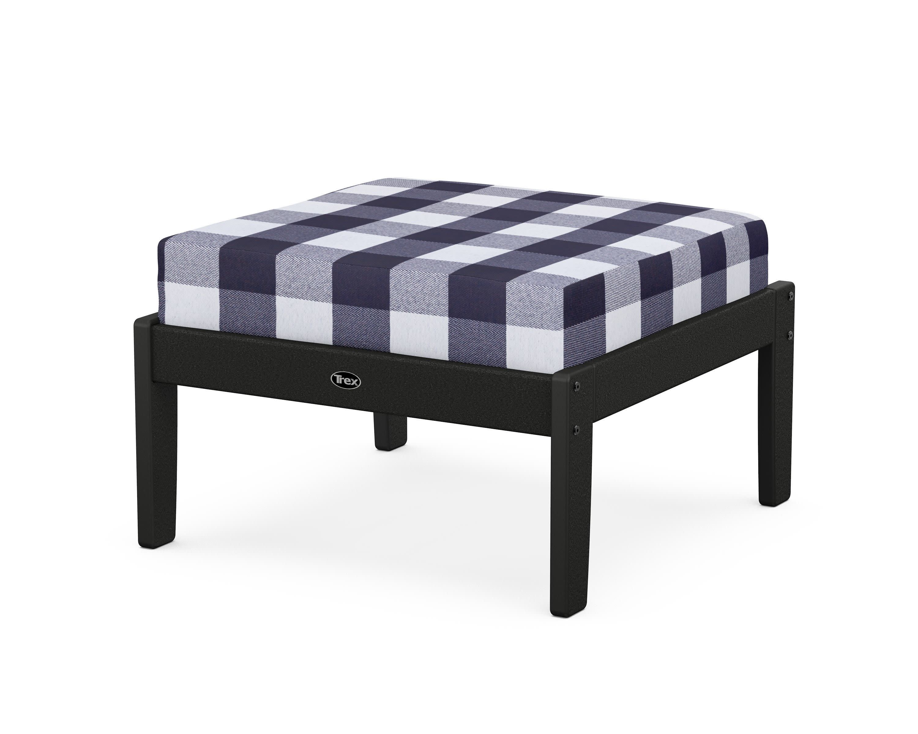 Yacht Club Deep Seating Ottoman in Charcoal Black / Buffalo Plaid Navy