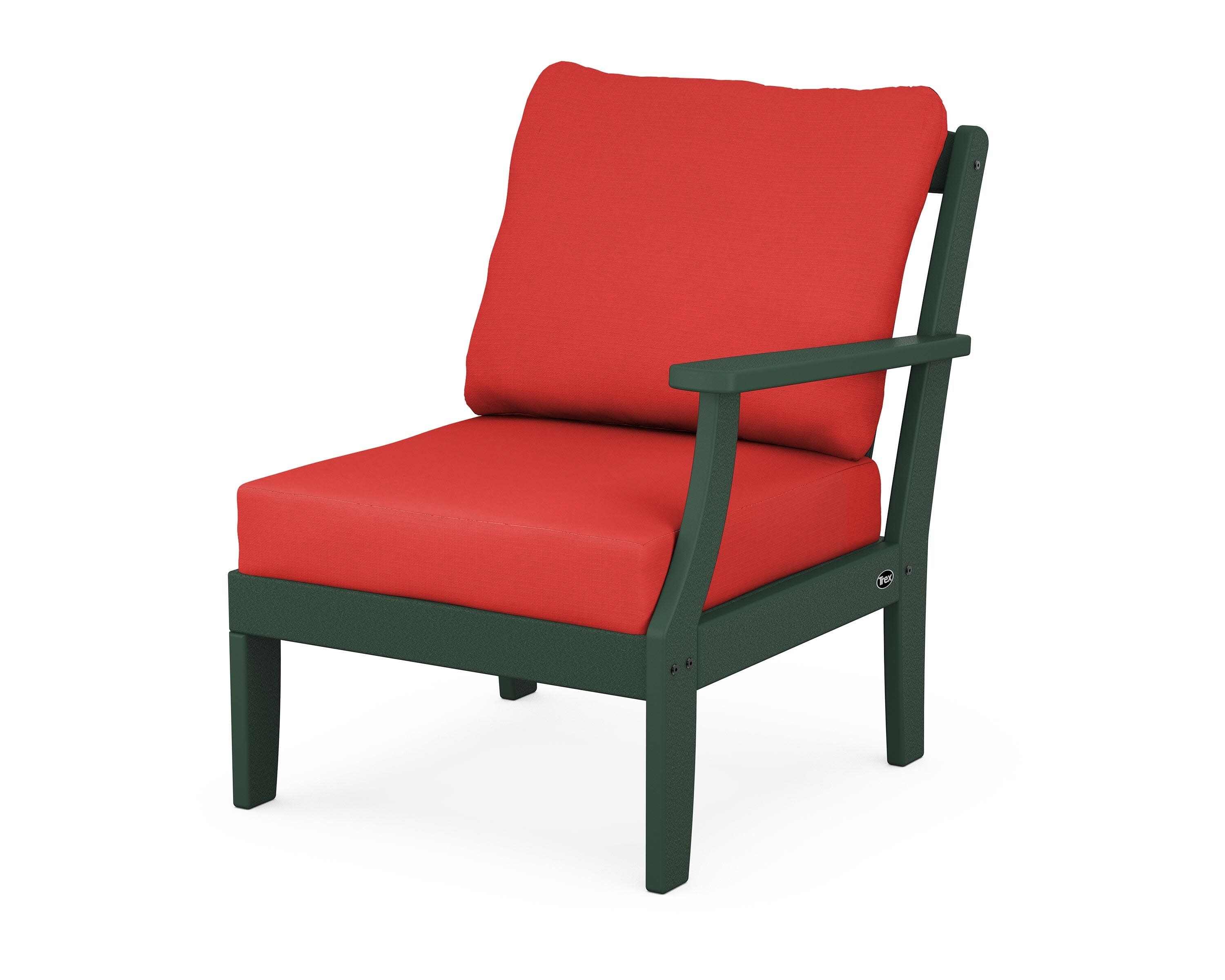 Yacht Club Modular Right Arm Chair in Rainforest Canopy / Crimson Linen