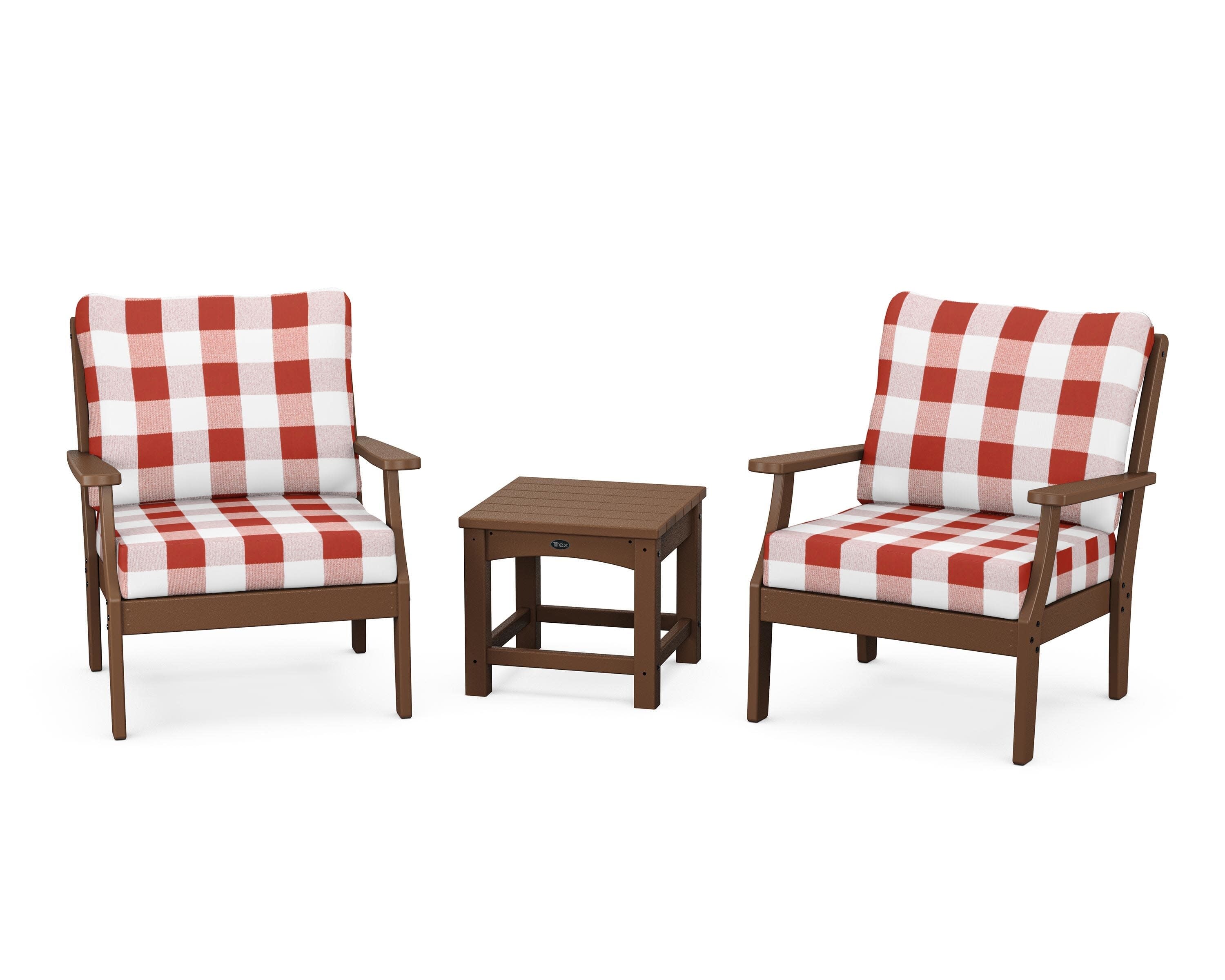 Yacht Club 3-Piece Deep Seating Set in Tree House / Buffalo Plaid Crimson