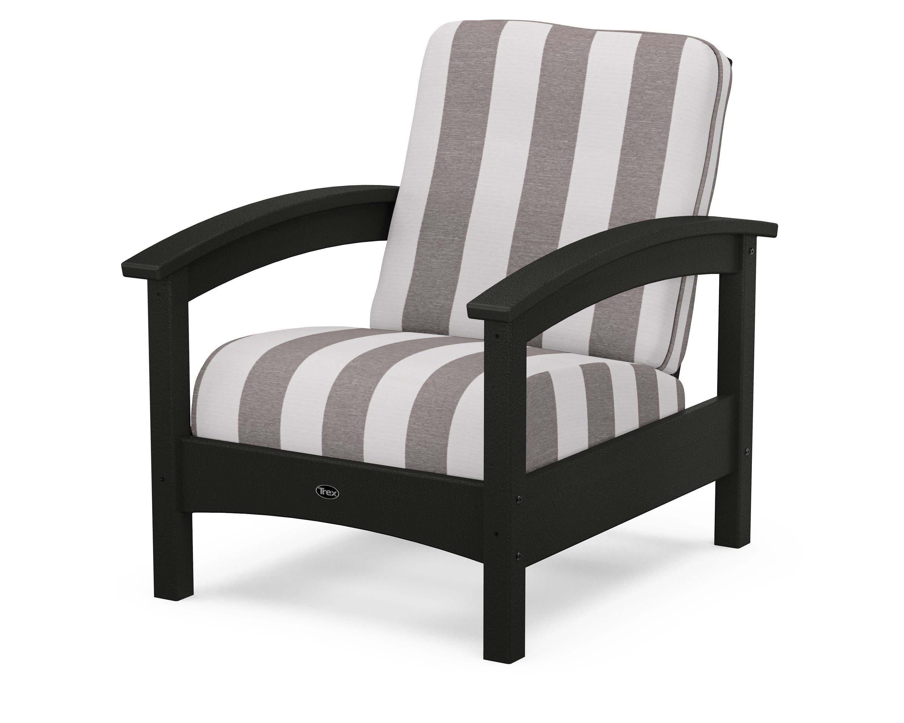 Rockport Club Chair in Charcoal Black / Cabana Stripe Grey Mist