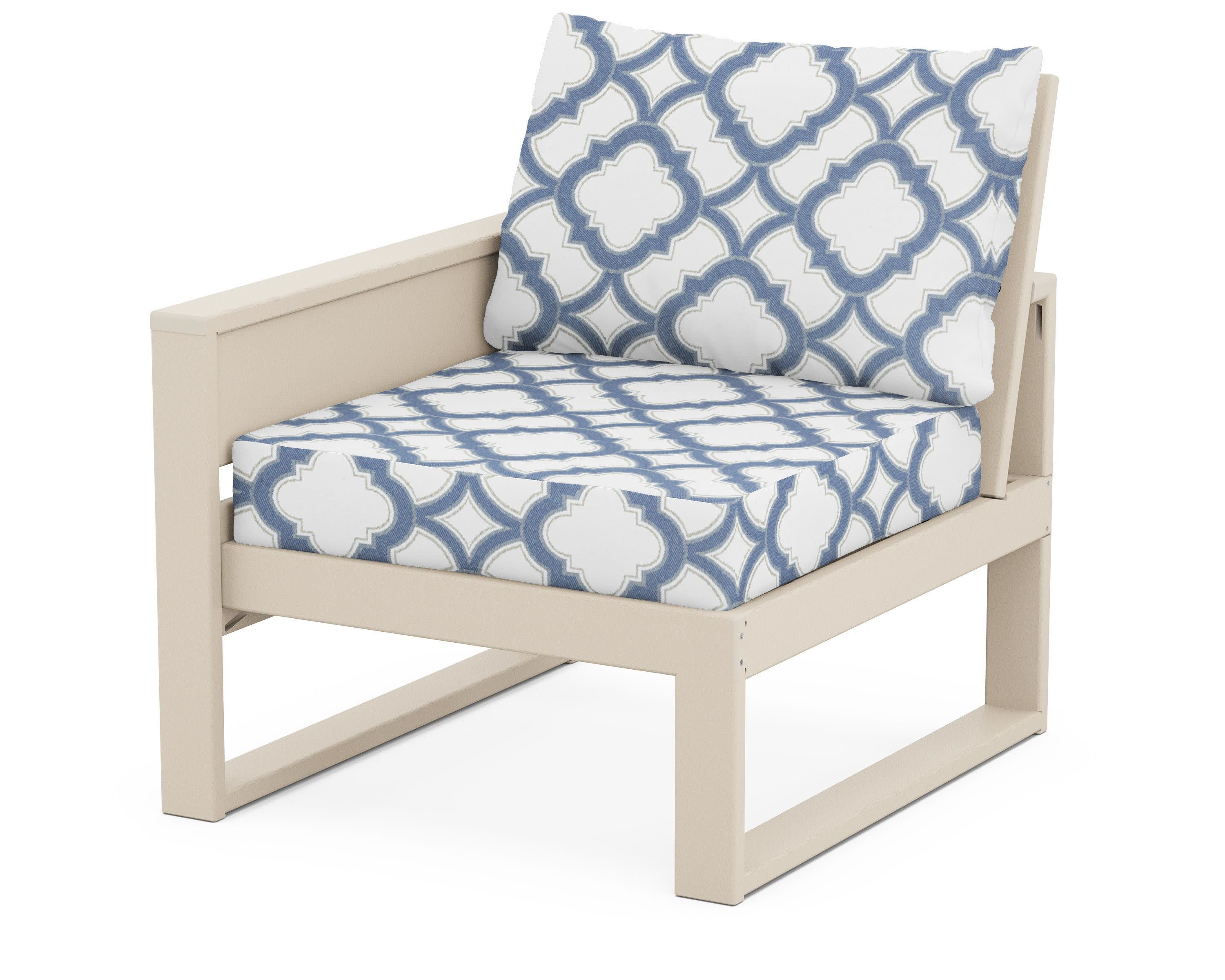 Eastport Modular Left Arm Chair in Sand Castle / Trellis Sky Blue