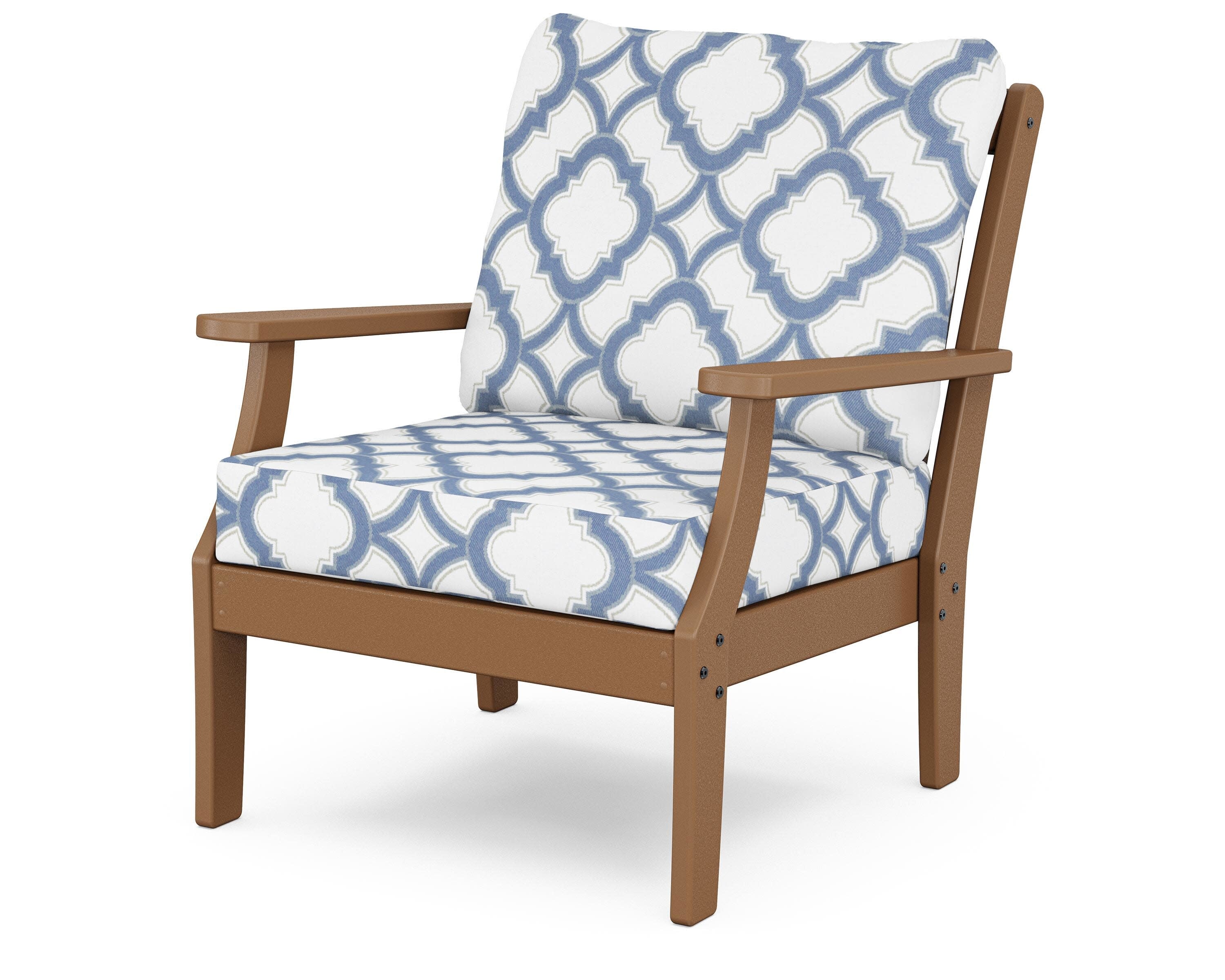 Yacht Club Deep Seating Chair in Tree House / Trellis Sky Blue