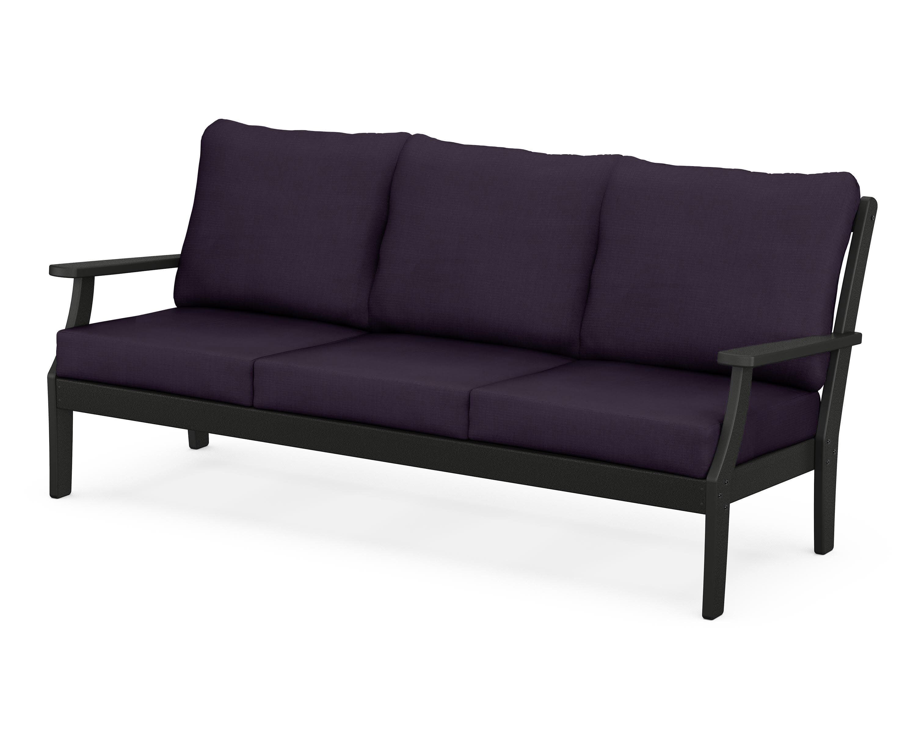 Yacht Club Deep Seating Sofa in Charcoal Black / Navy Linen