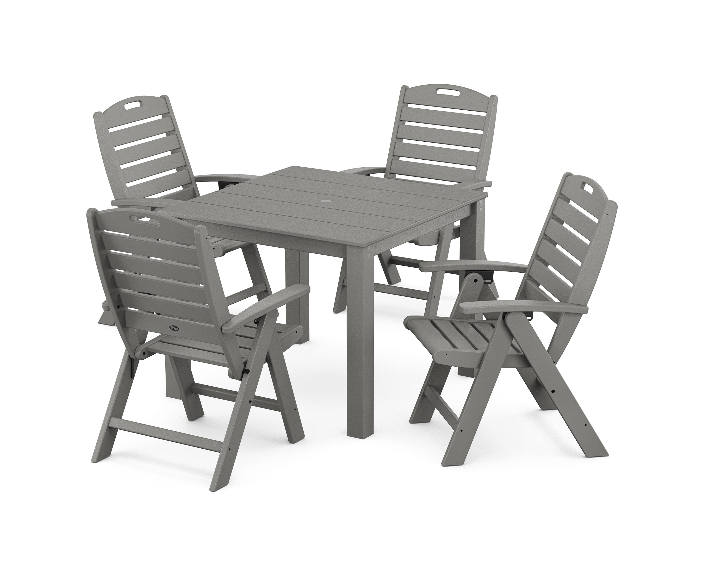 Yacht Club Highback Chair 5-Piece Parsons Dining Set in Stepping Stone