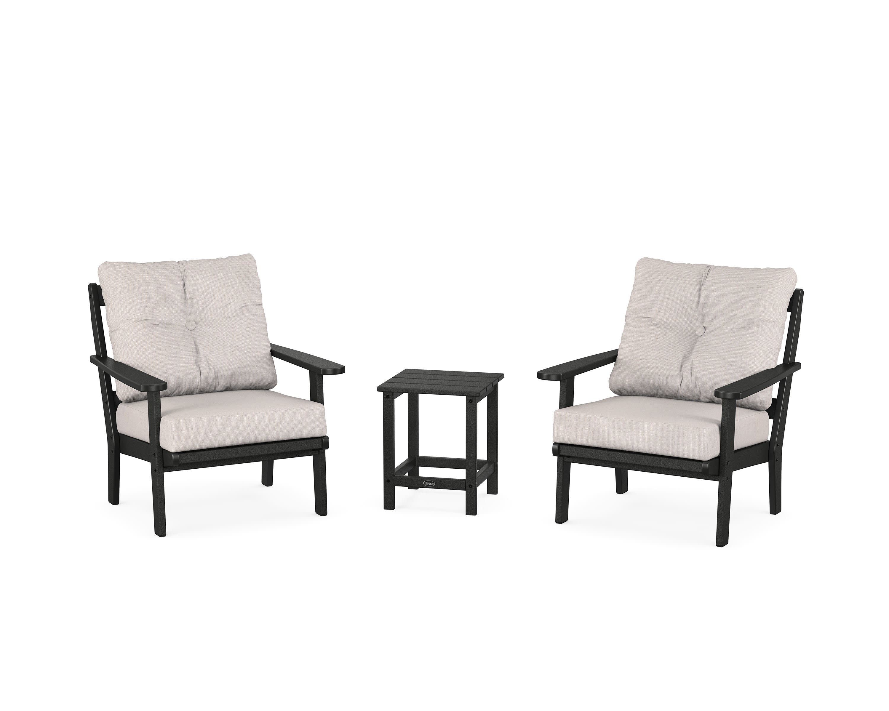 Cape Cod 3-Piece Deep Seating Set in Charcoal Black / Dune Burlap
