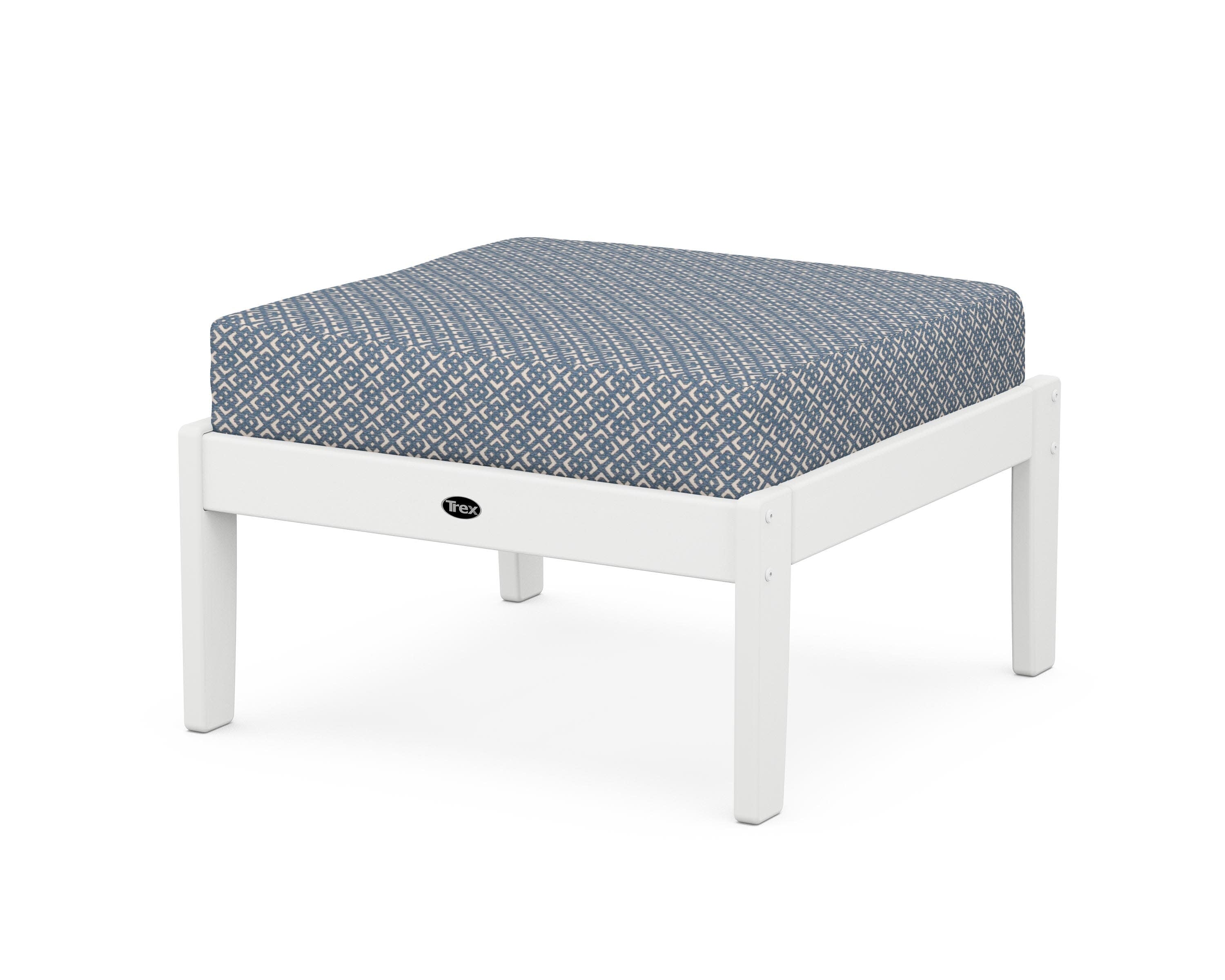 Yacht Club Deep Seating Ottoman in Classic White / Hopscotch