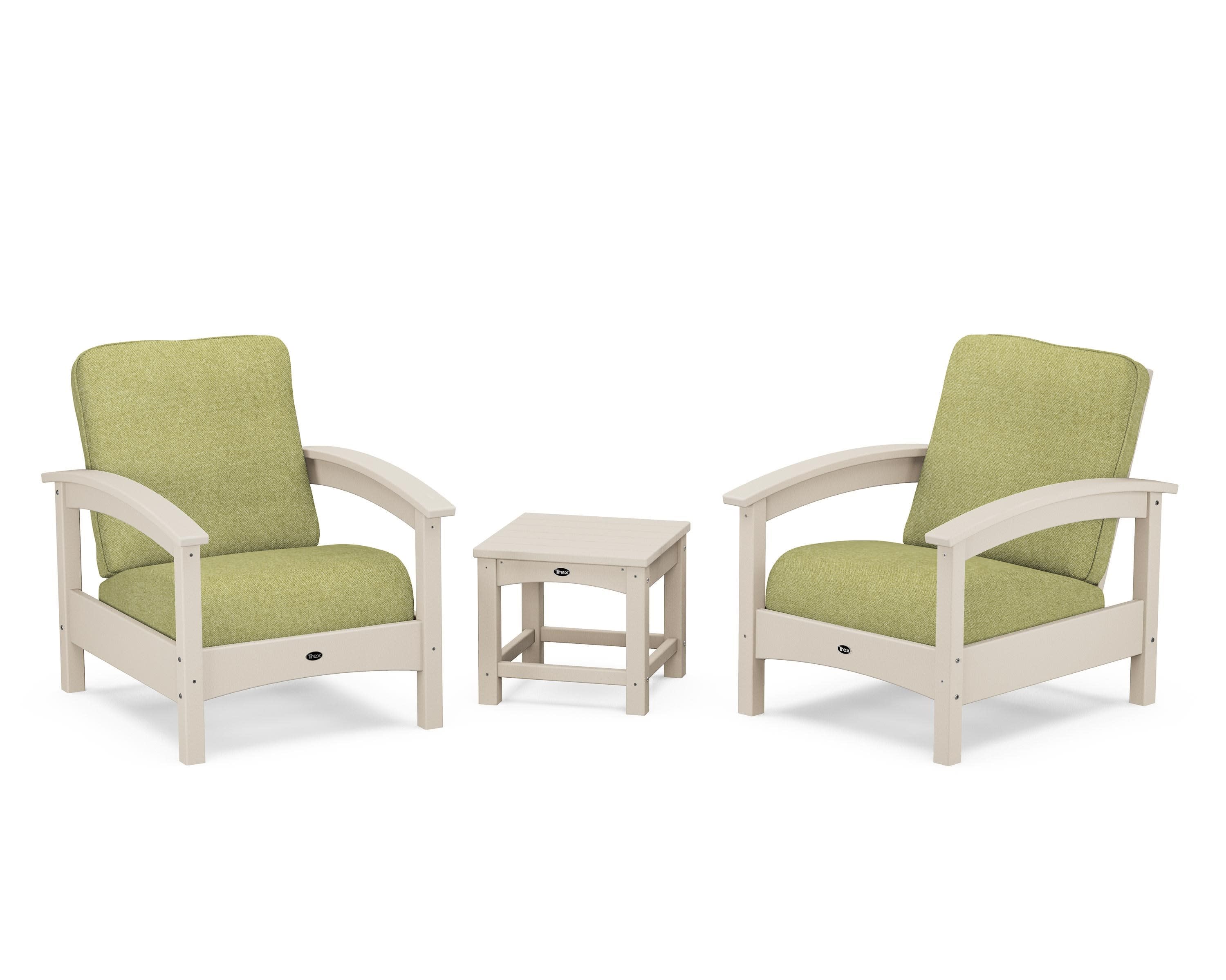 Rockport Club 3-Piece Deep Seating Conversation Set in Sand Castle / Chartreuse Boucle
