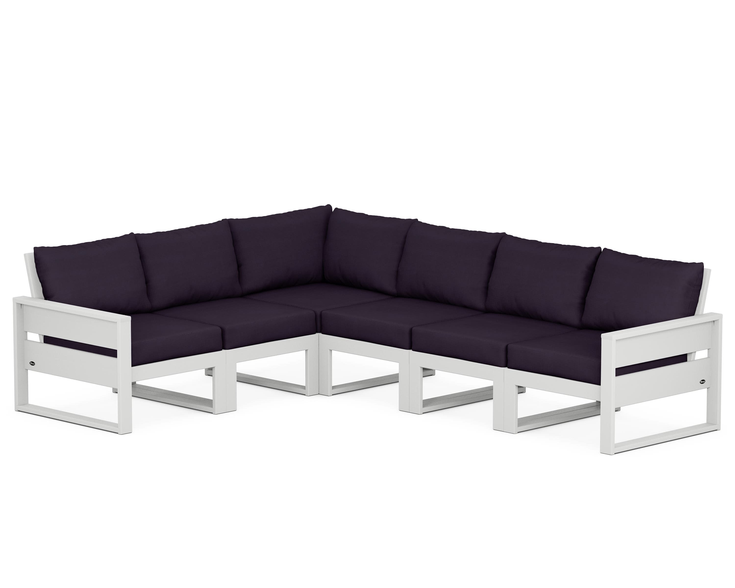 Eastport 6-Piece Sectional in Classic White / Navy Linen