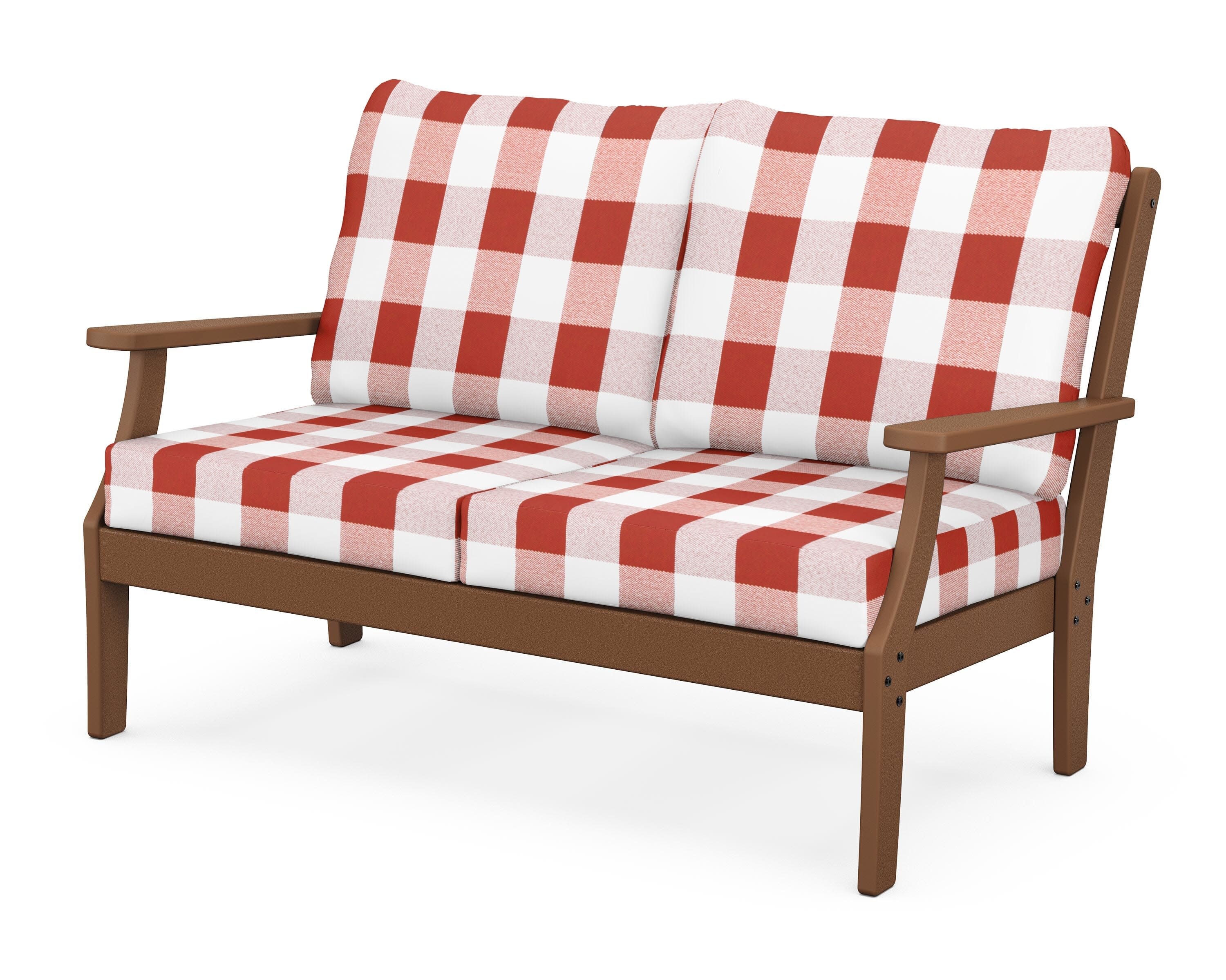 Yacht Club Deep Seating Loveseat in Tree House / Buffalo Plaid Crimson