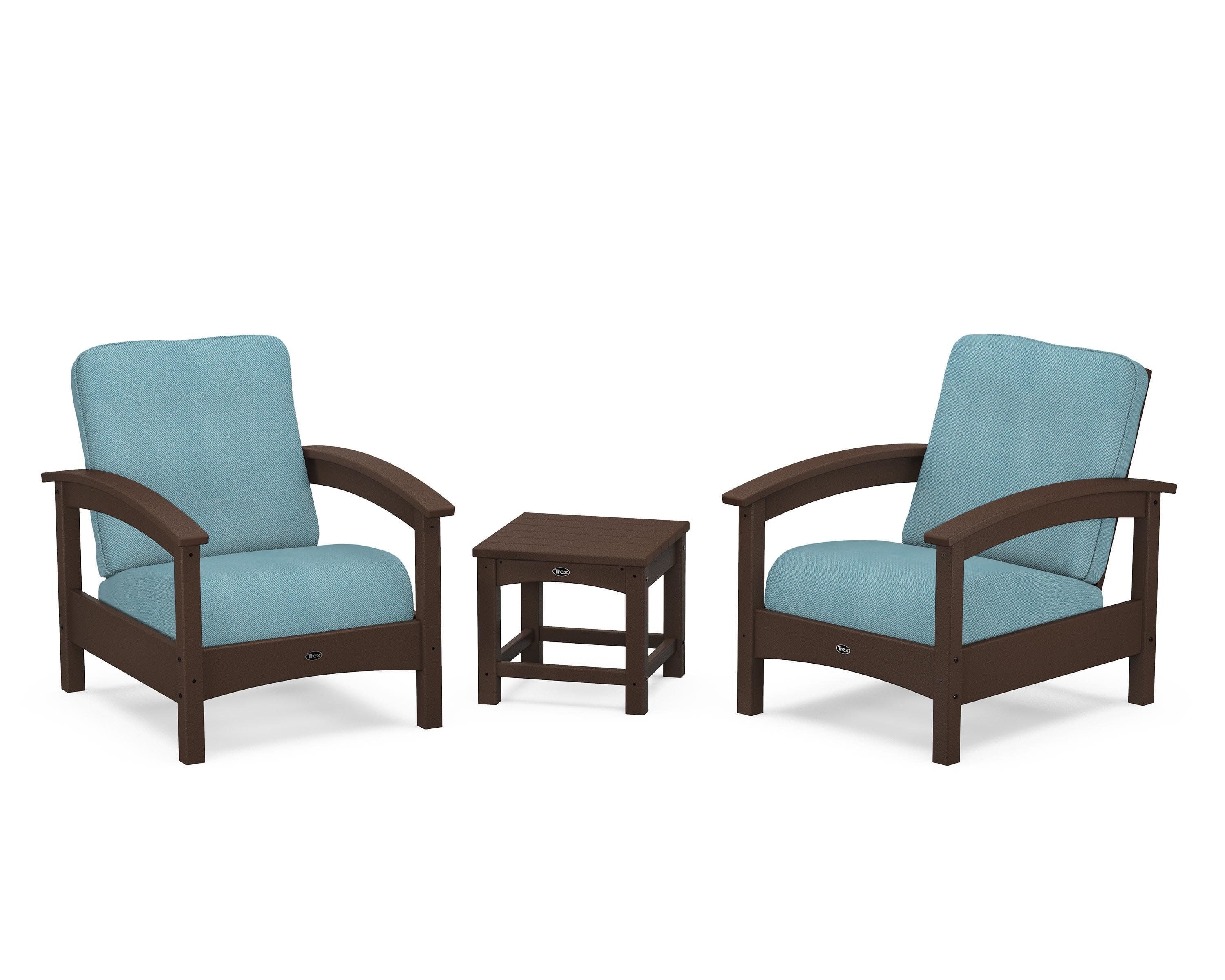 Rockport Club 3-Piece Deep Seating Conversation Set in Vintage Lantern / Lattice Sky Blue