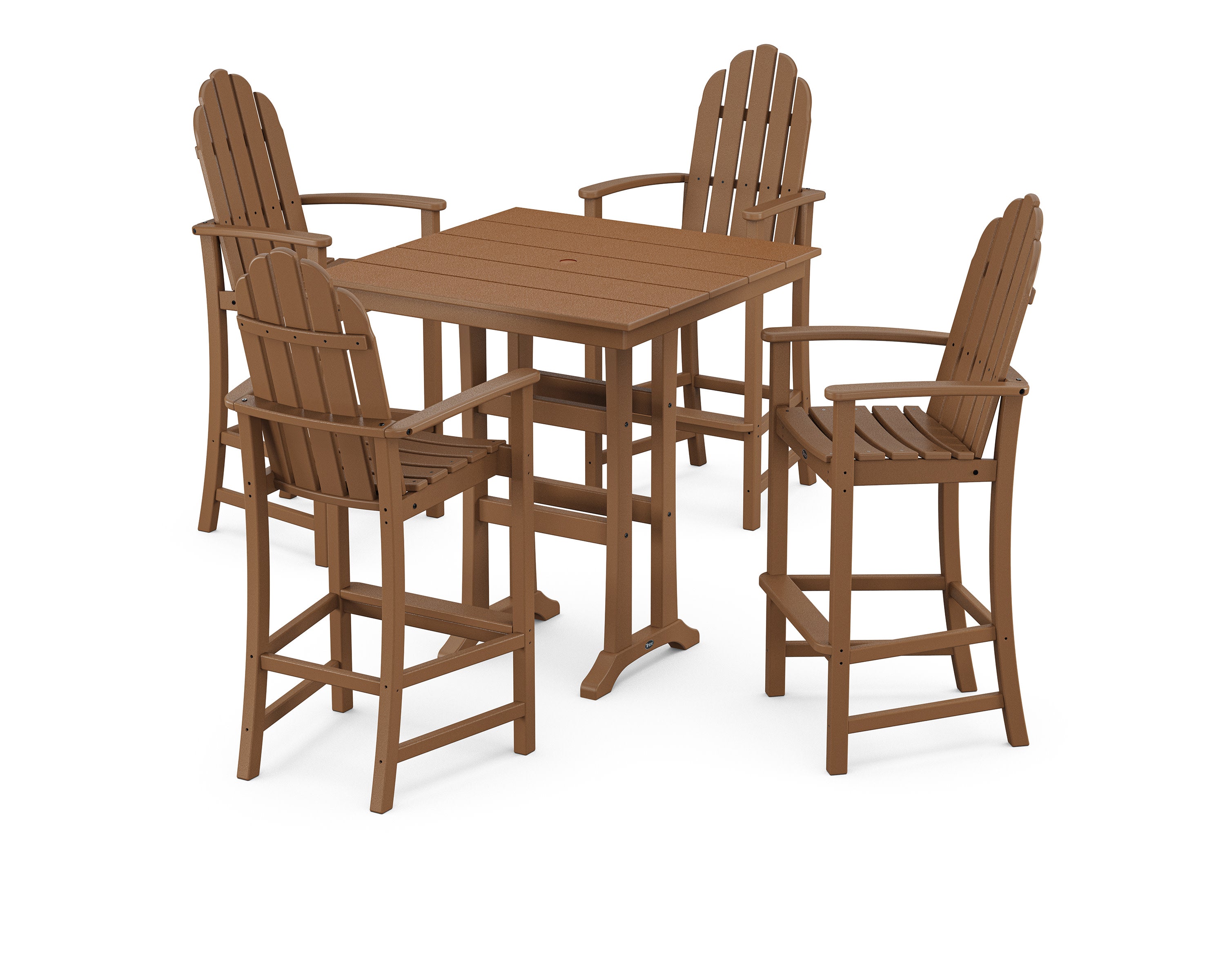Yacht Club 5-Piece Farmhouse Trestle Arm Chair Bar Set in Tree House