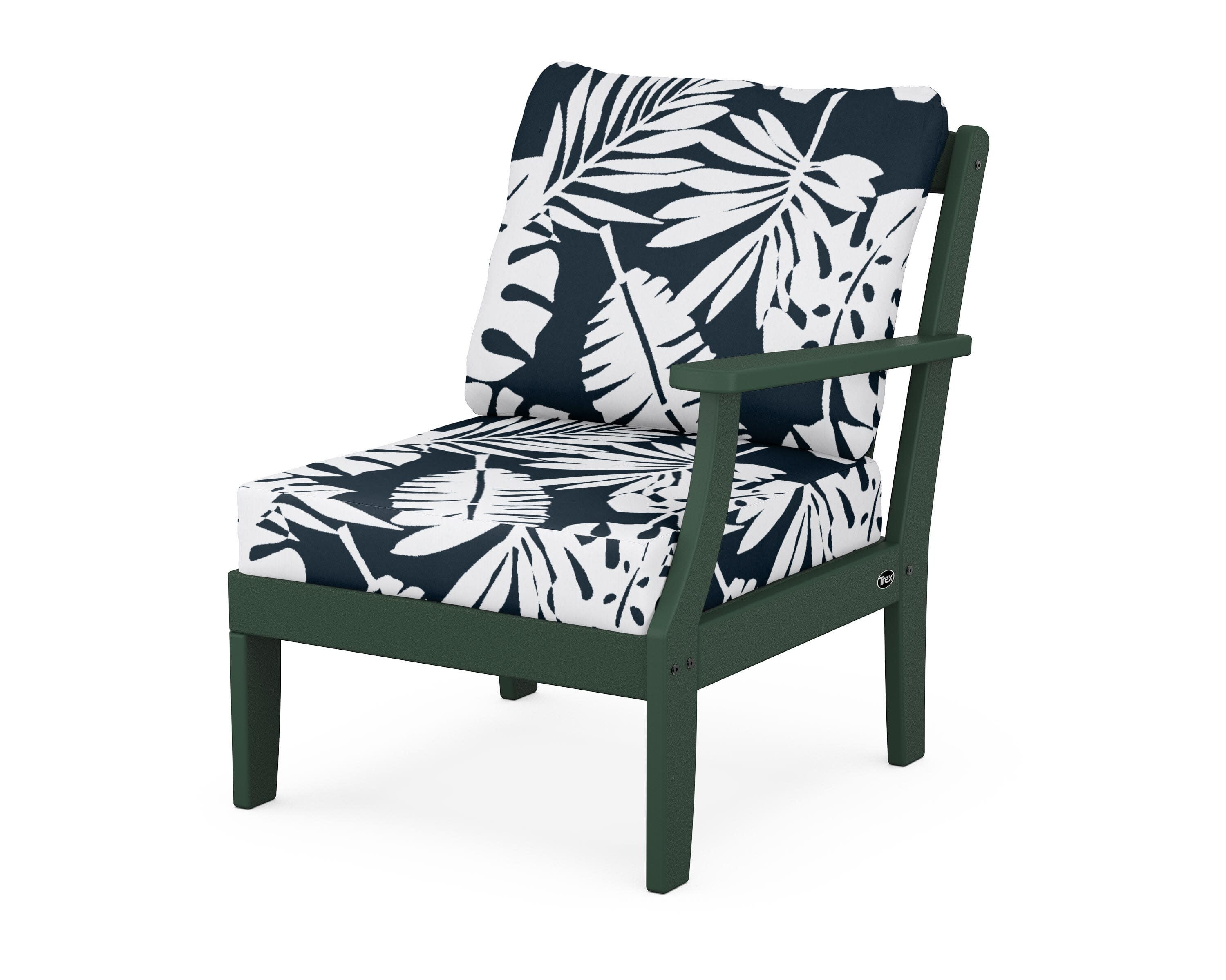 Yacht Club Modular Right Arm Chair in Rainforest Canopy / Leaf Marine Indigo