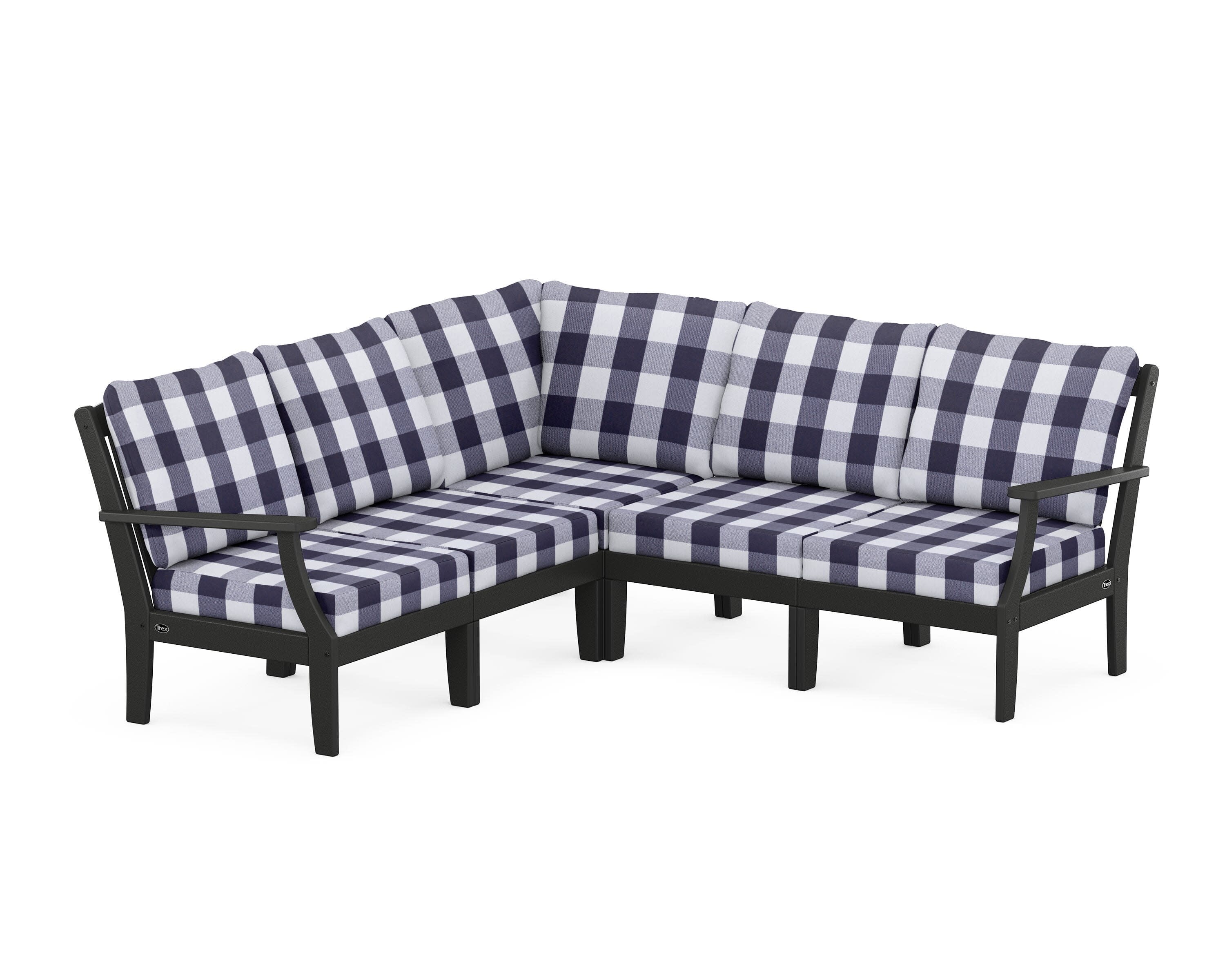 Yacht Club Modular 5-Piece Deep Seating Set in Charcoal Black / Buffalo Plaid Navy
