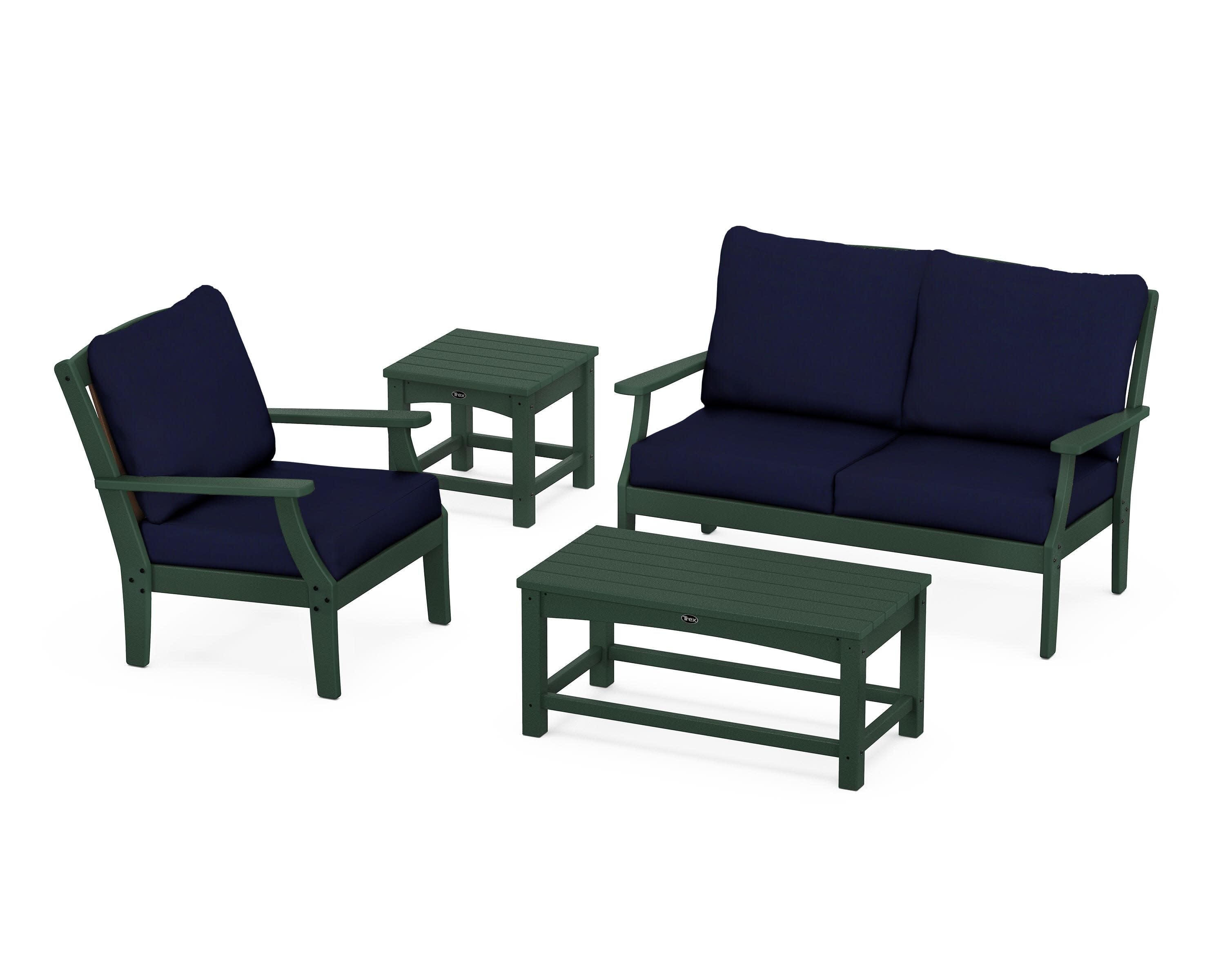 Yacht Club 4-Piece Deep Seating Set in Rainforest Canopy / Navy