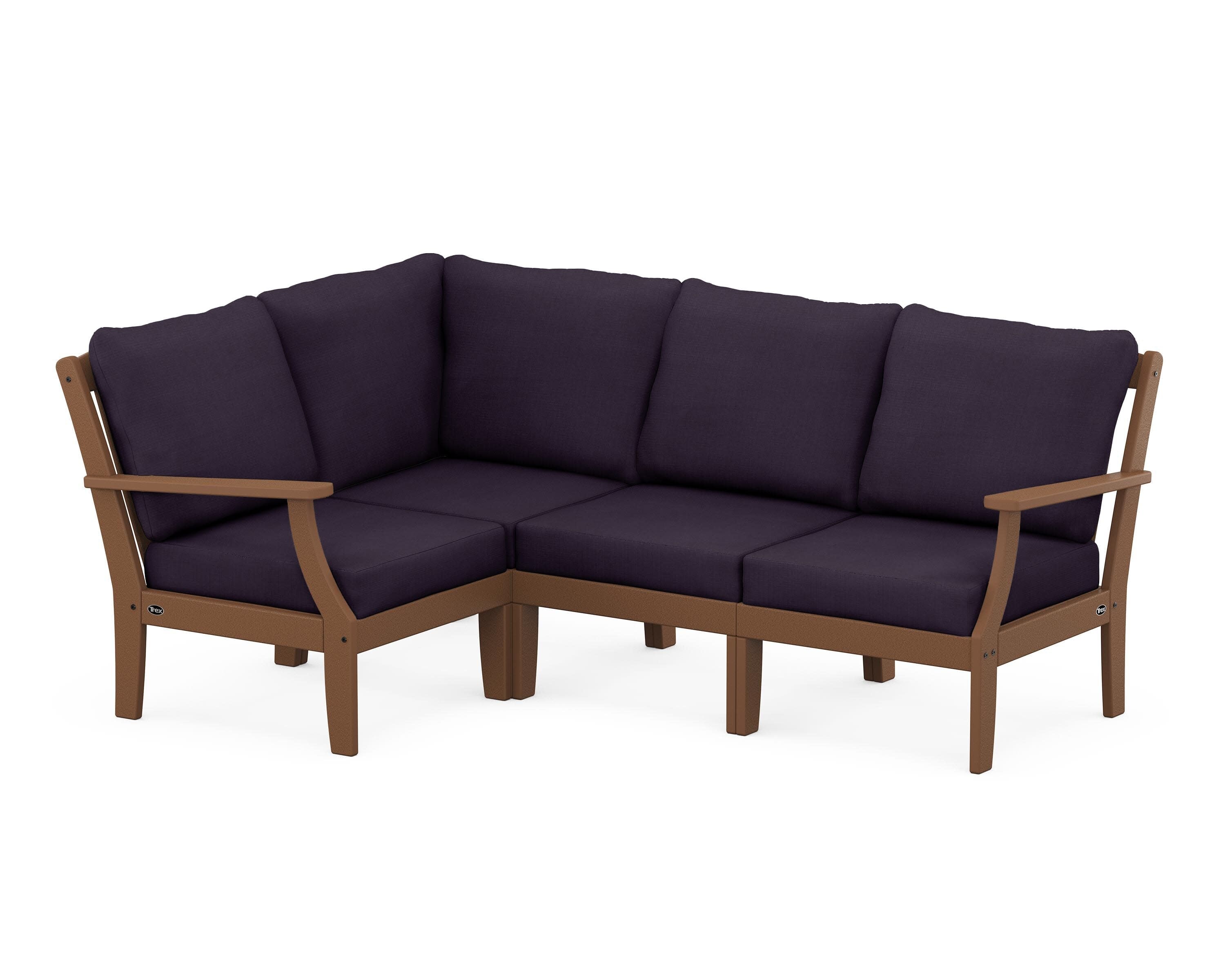 Yacht Club Modular 4-Piece Deep Seating Set in Tree House / Navy Linen