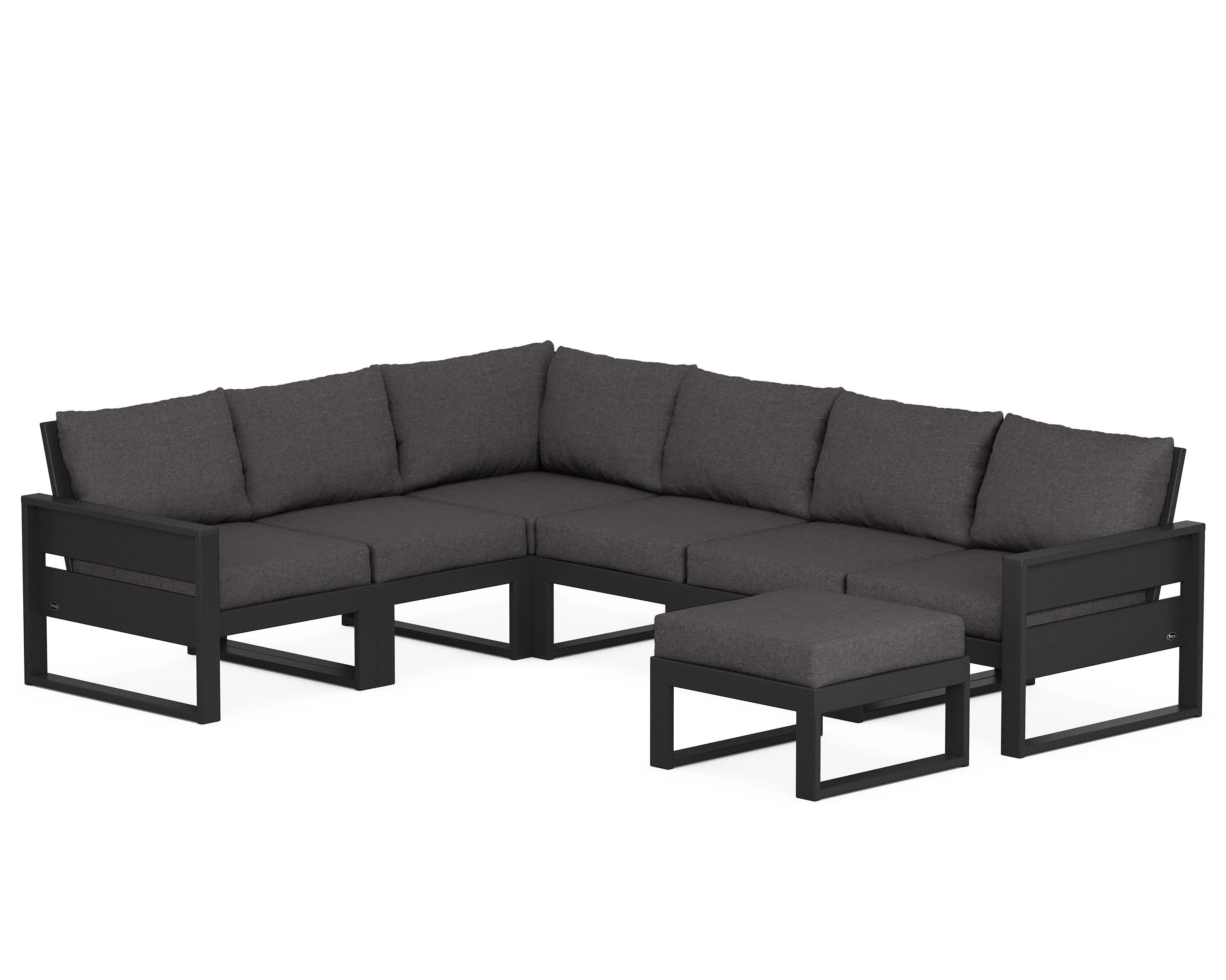 Eastport 6-Piece Sectional with Ottoman in Charcoal Black / Ash Charcoal