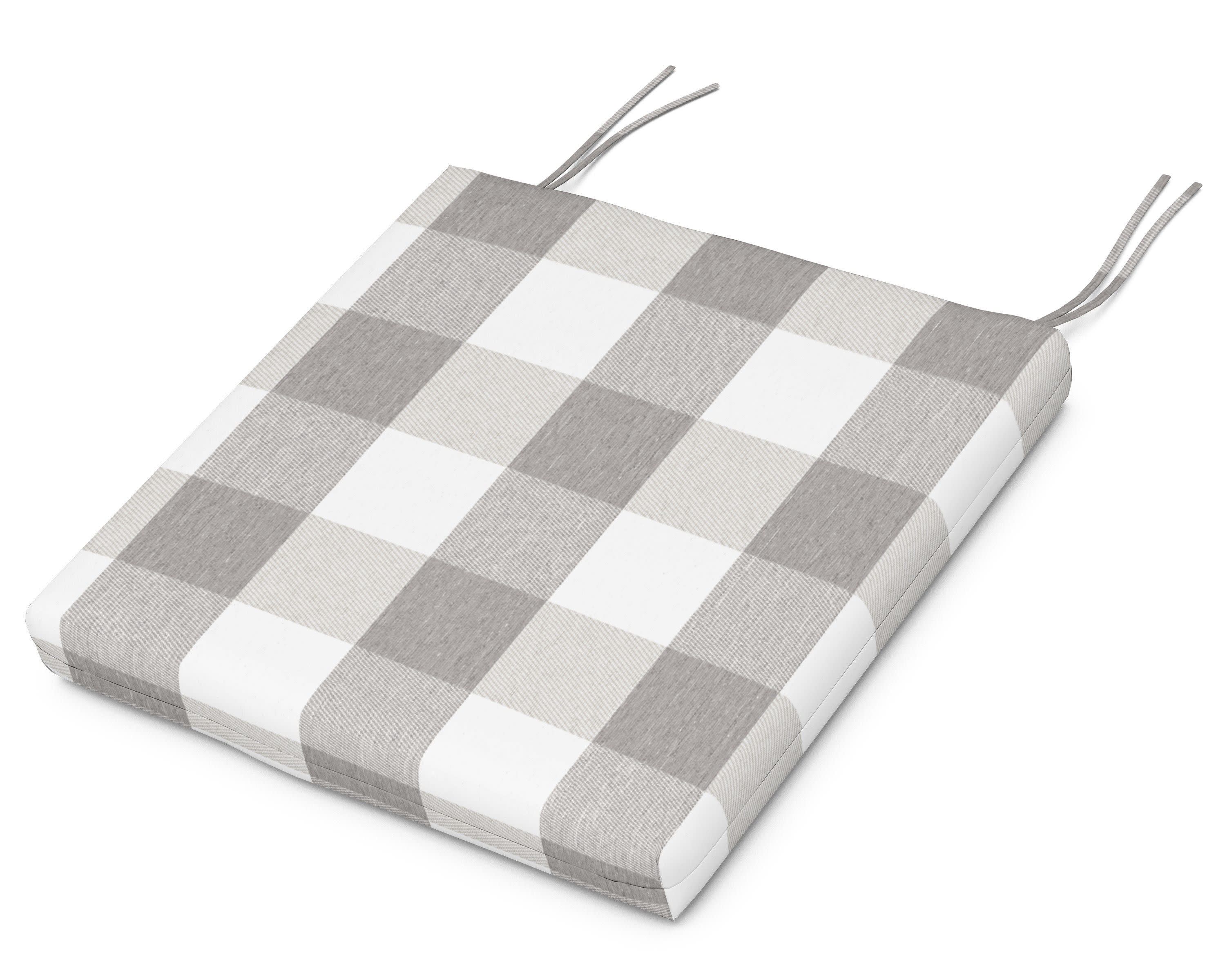 Seat Cushion - 17.5"D x 20"W x 2.5"H in Buffalo Plaid Grey Mist