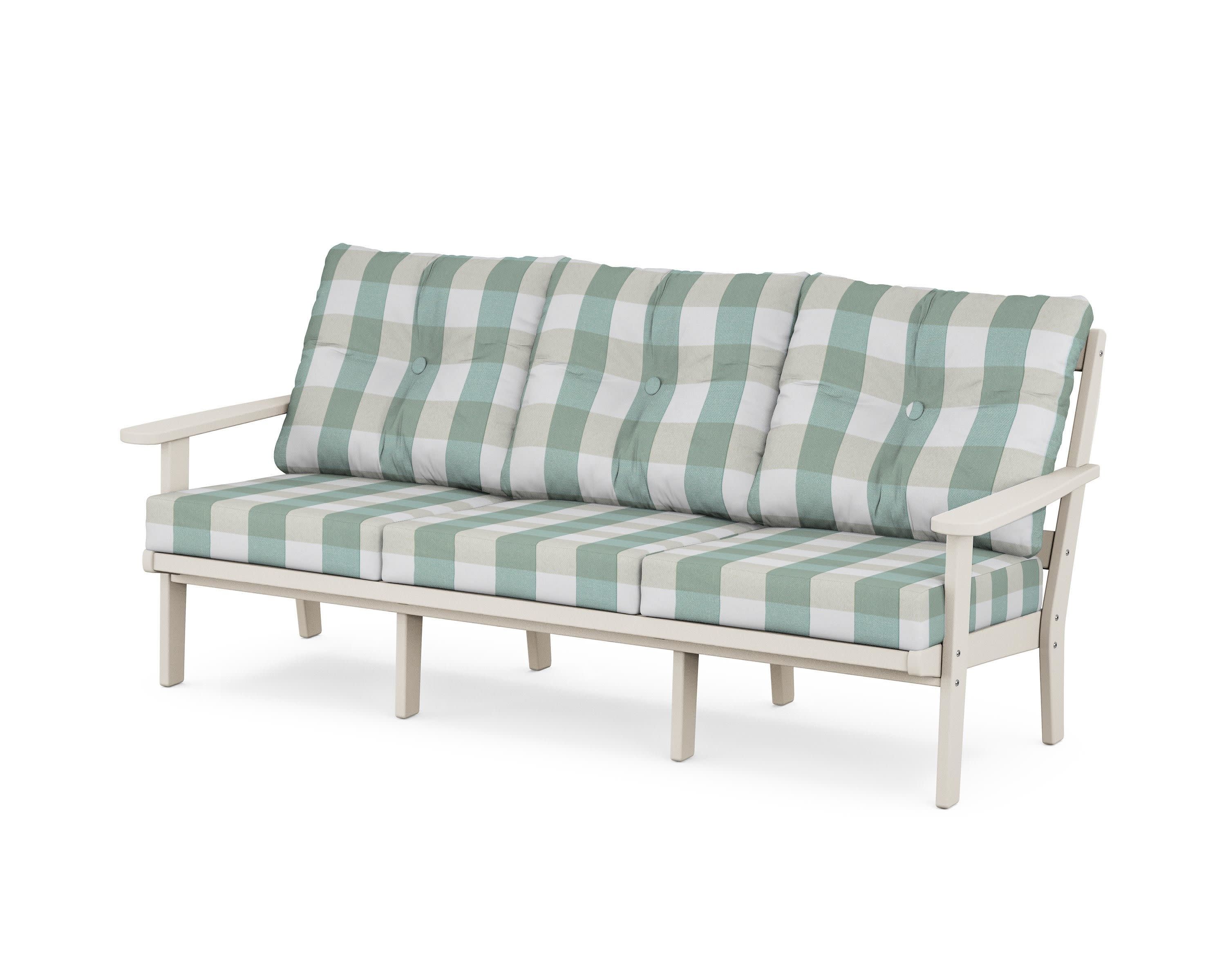 Cape Cod Deep Seating Sofa in Sand Castle / Buffalo Plaid Glacier Spa