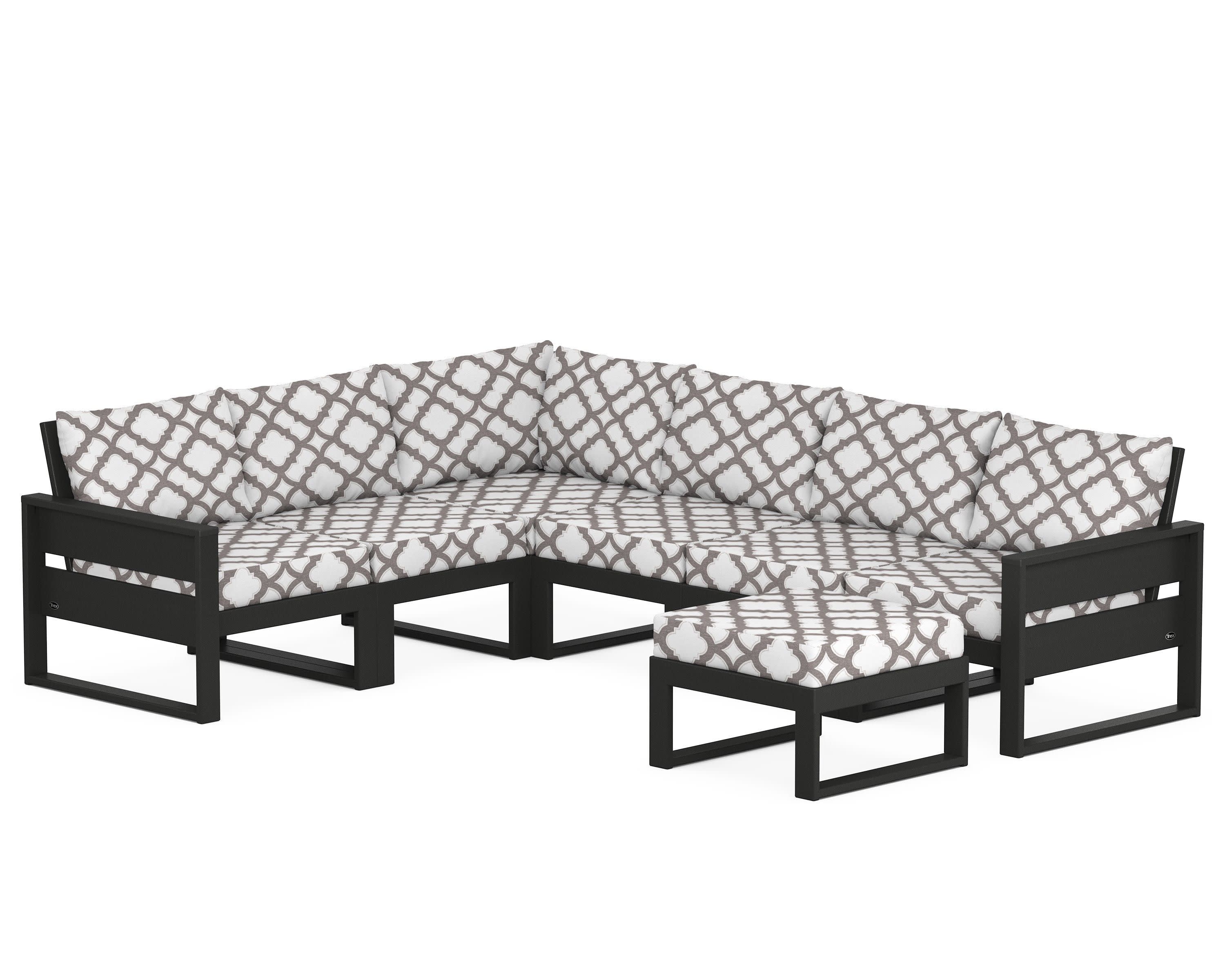Eastport 6-Piece Sectional with Ottoman in Charcoal Black / Trellis Grey Mist