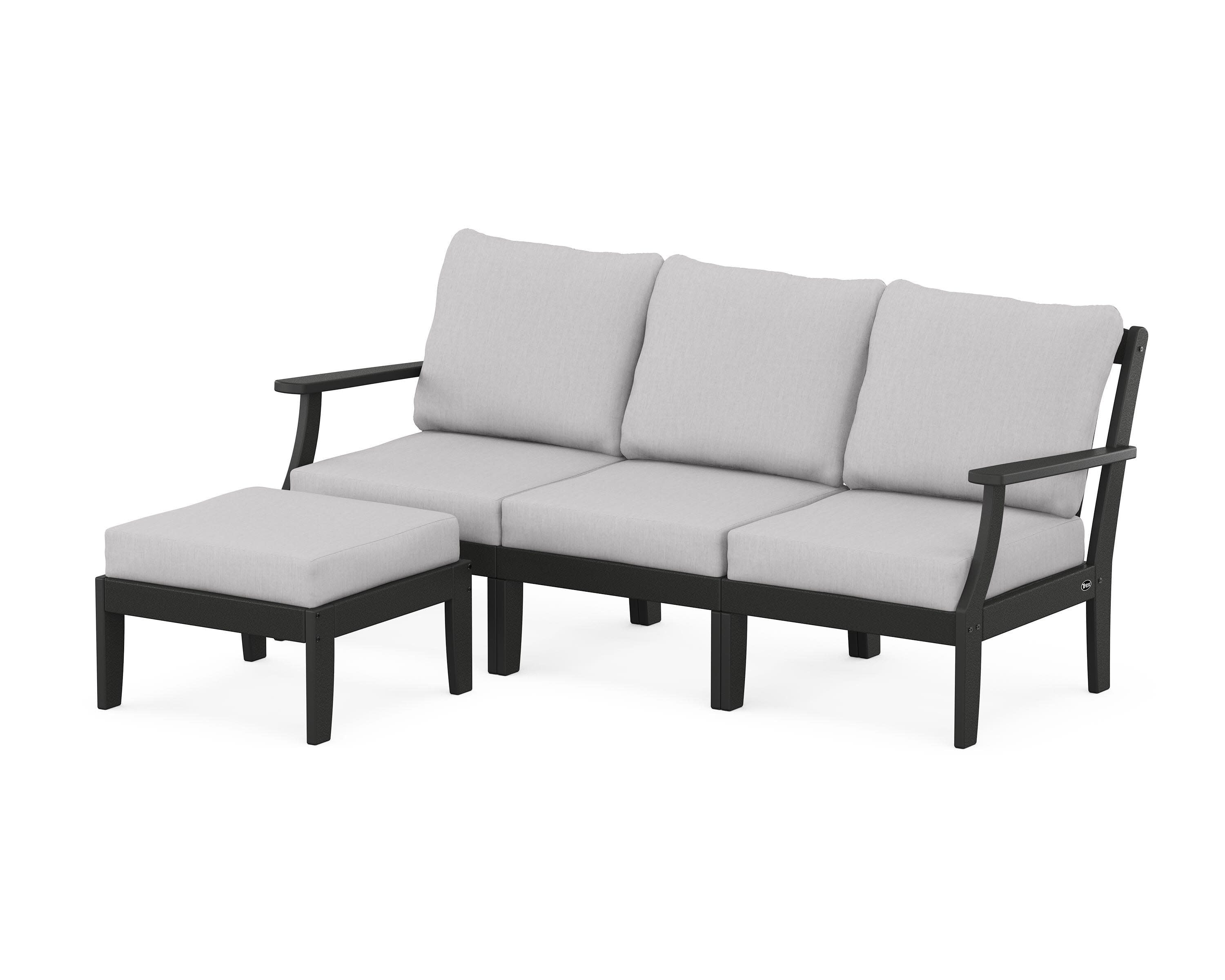 Yacht Club Modular 4-Piece Deep Seating Set with Ottoman in Charcoal Black / Granite