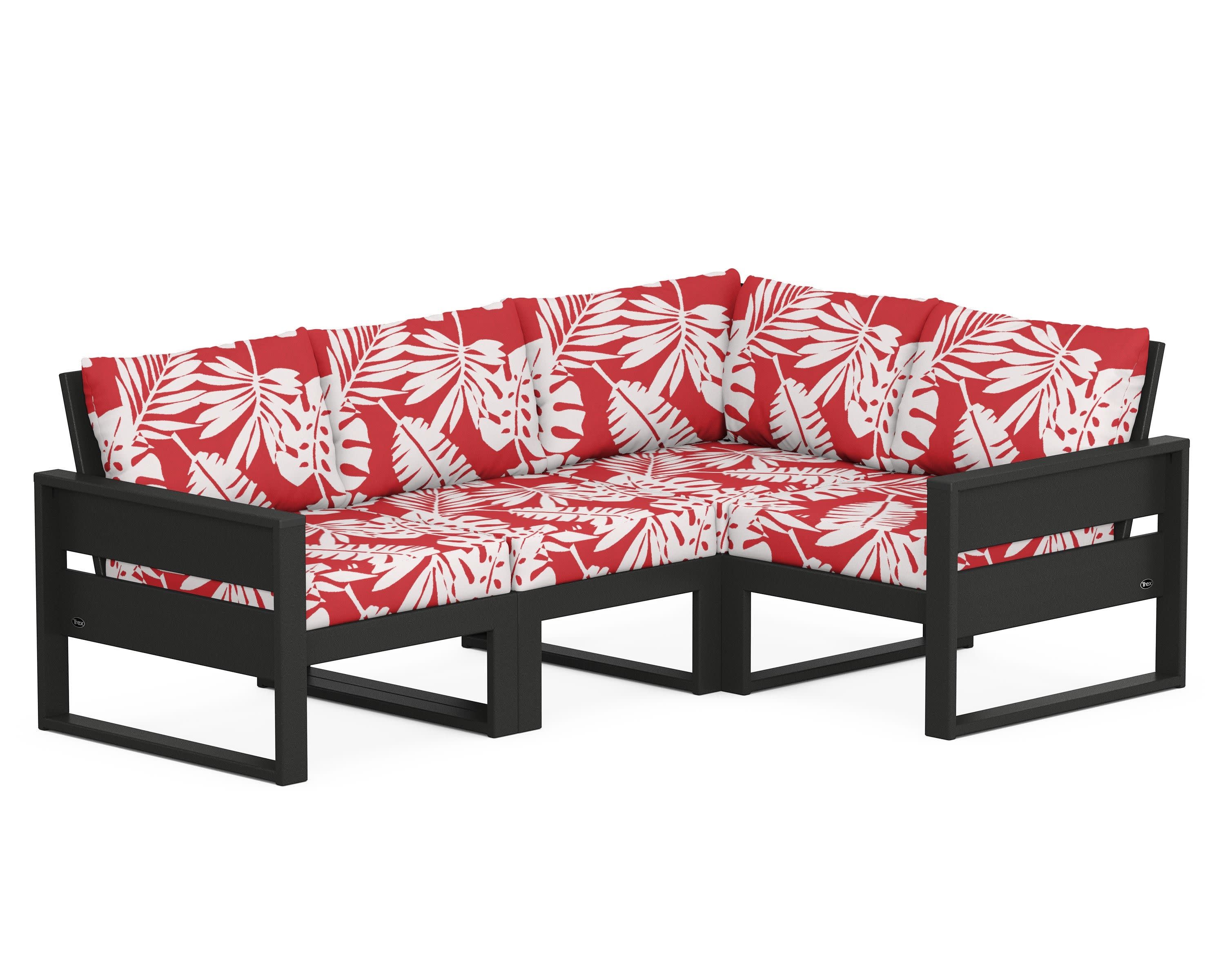 Eastport 4- Piece Sectional in Charcoal Black / Leaf Crimson