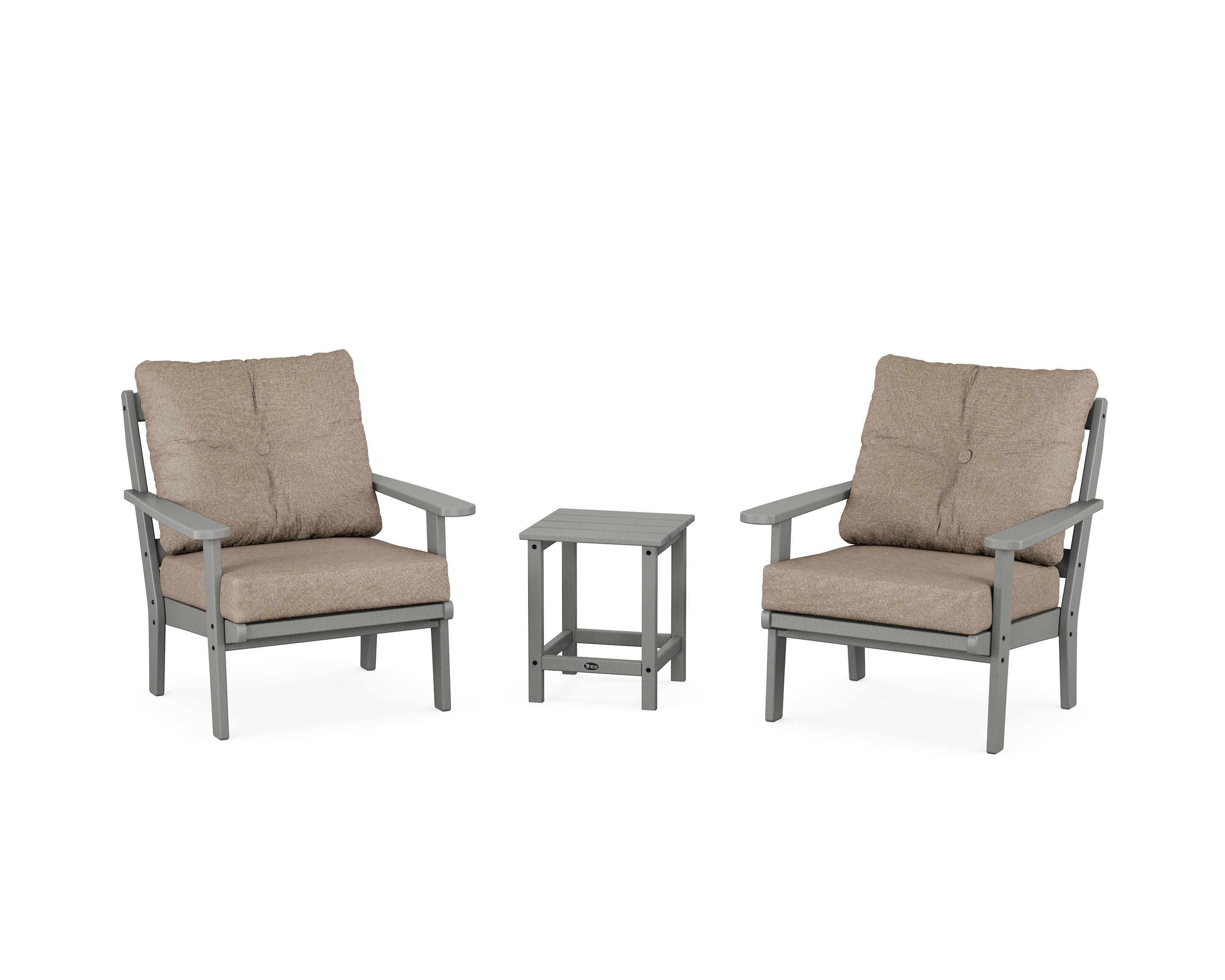Cape Cod 3-Piece Deep Seating Set in Stepping Stone / Spiced Burlap