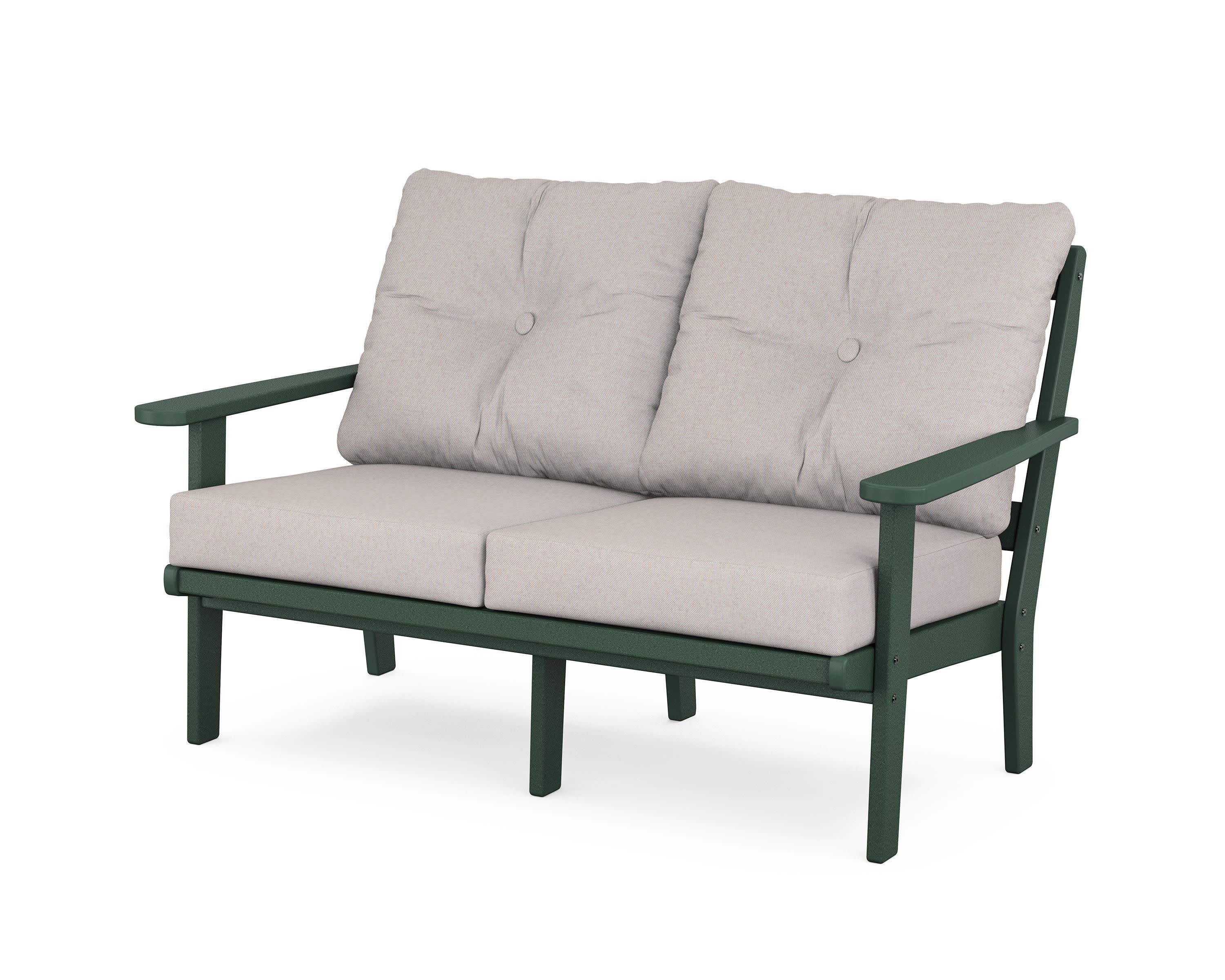Cape Cod Deep Seating Loveseat in Rainforest Canopy / Dune Burlap